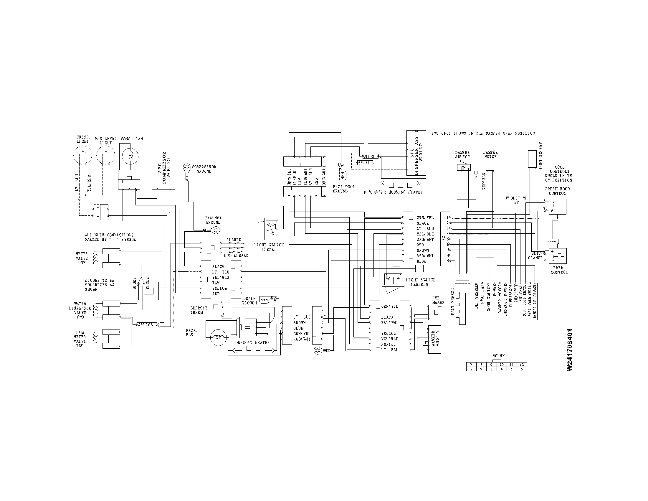 Frigidaire model FRS6LF7JS0 side-by-side refrigerator genuine parts