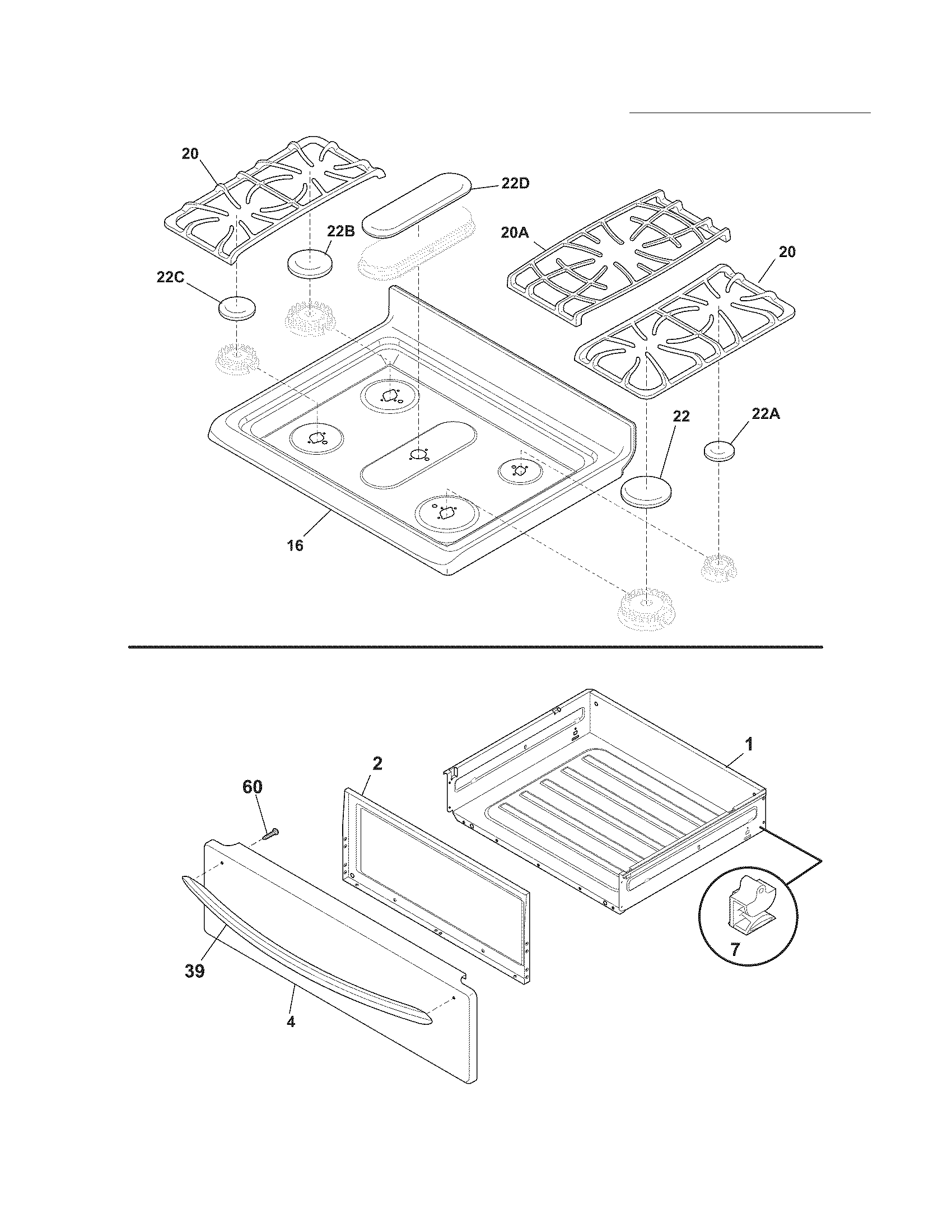 Frigidaire model DGGF3042KFM free standing, gas genuine parts