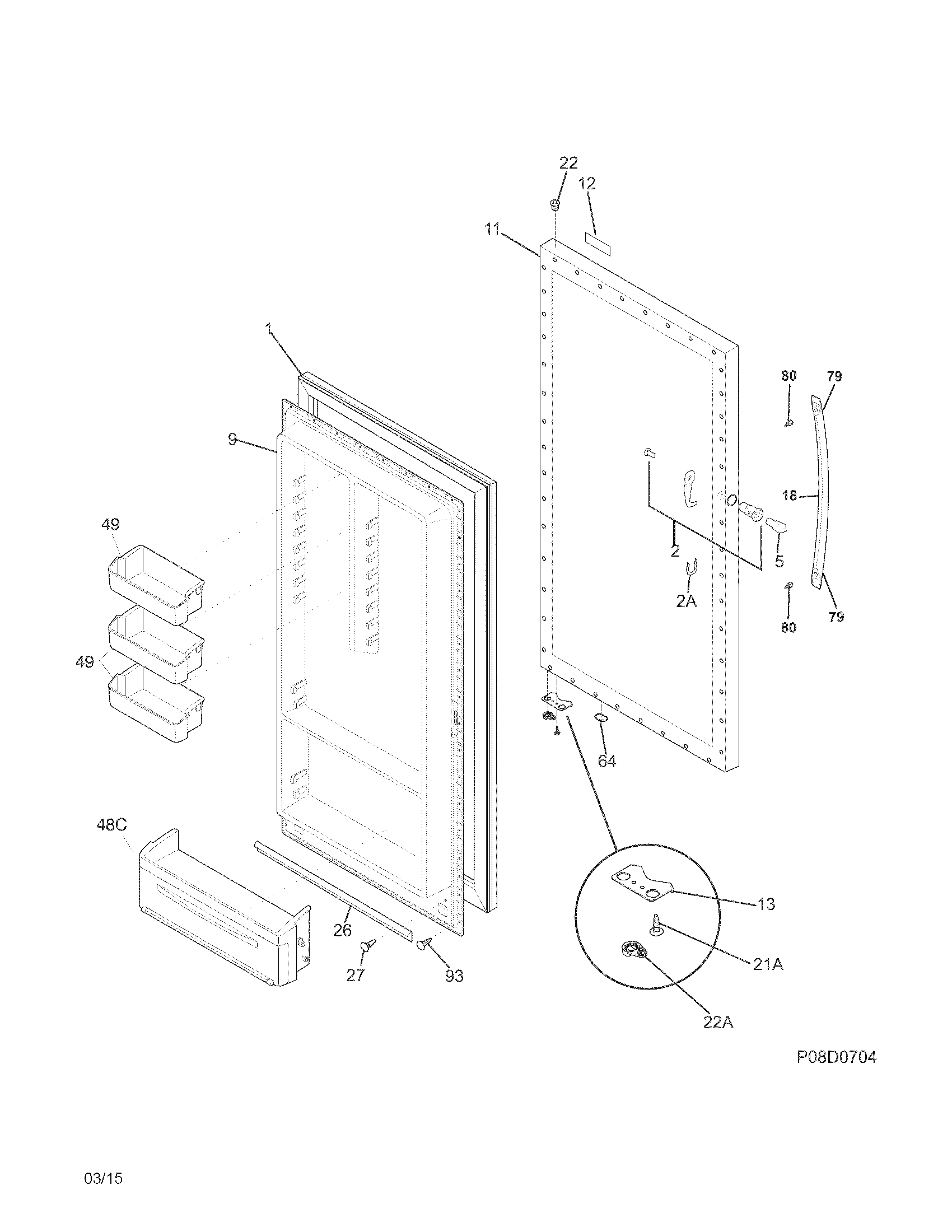 Frigidaire model FFFH17F4QW0 upright freezer genuine parts