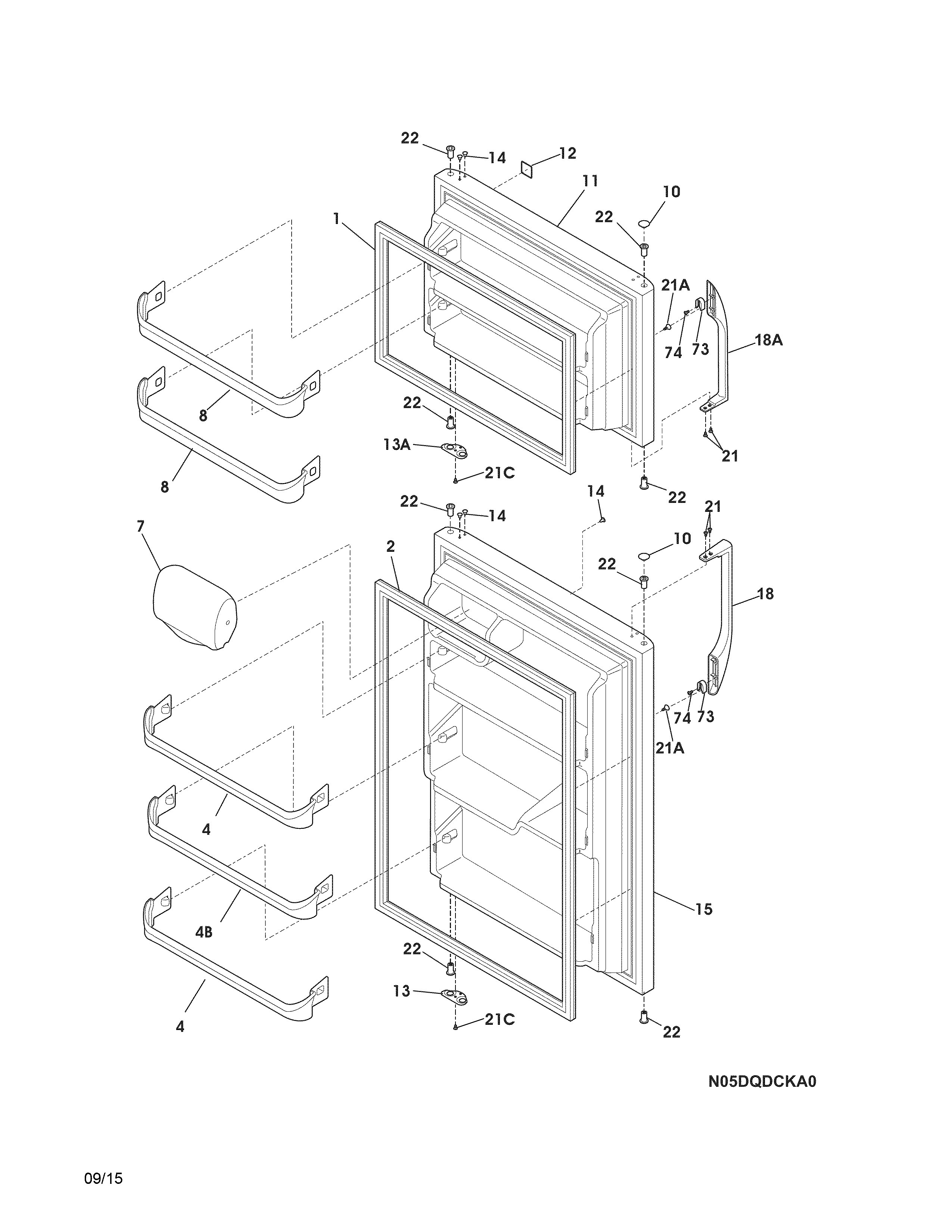 Frigidaire model FFTR1814QW1 top-mount refrigerator ... frigidaire refrigerator wiring diagrams 