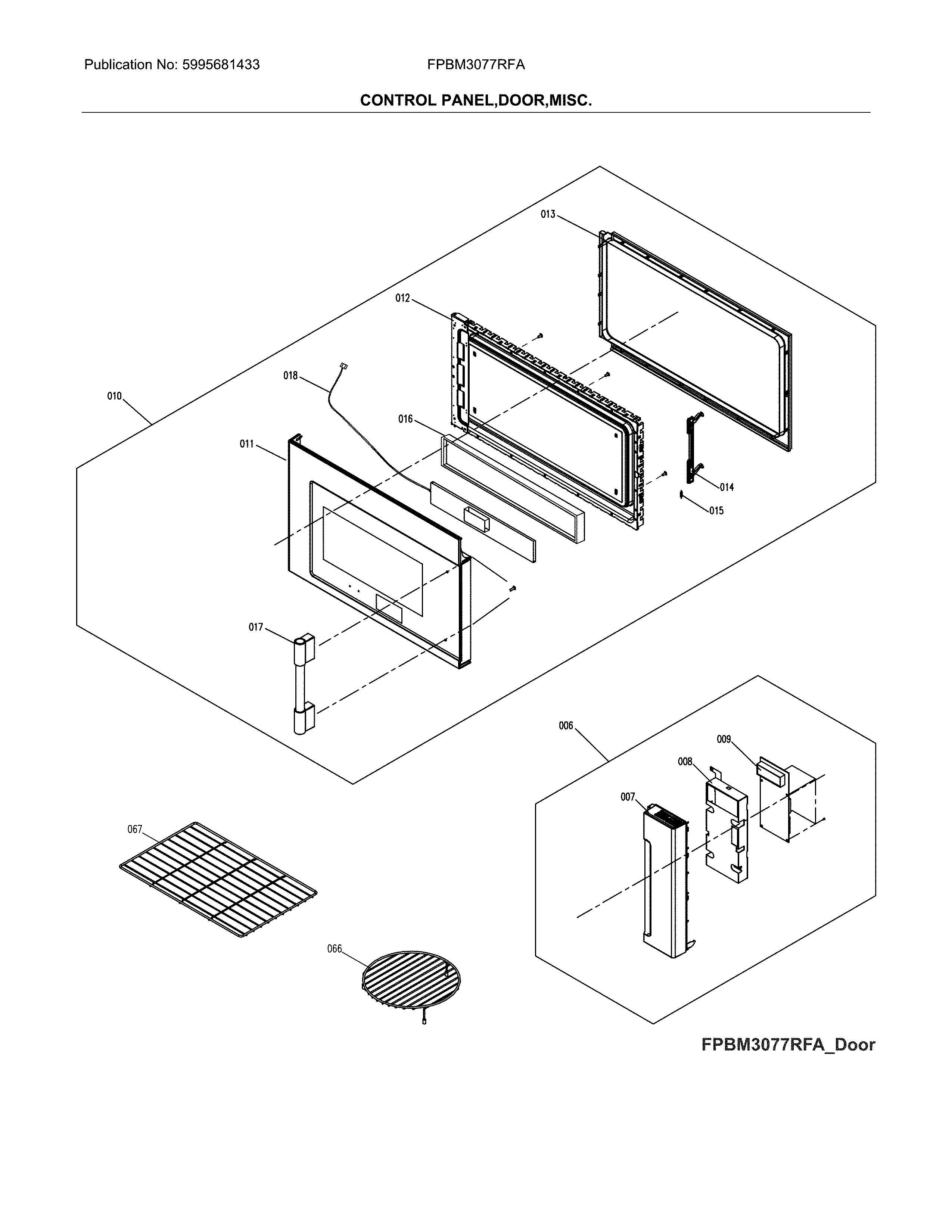 Frigidaire model FPBM3077RFA microwave/hood combo genuine parts