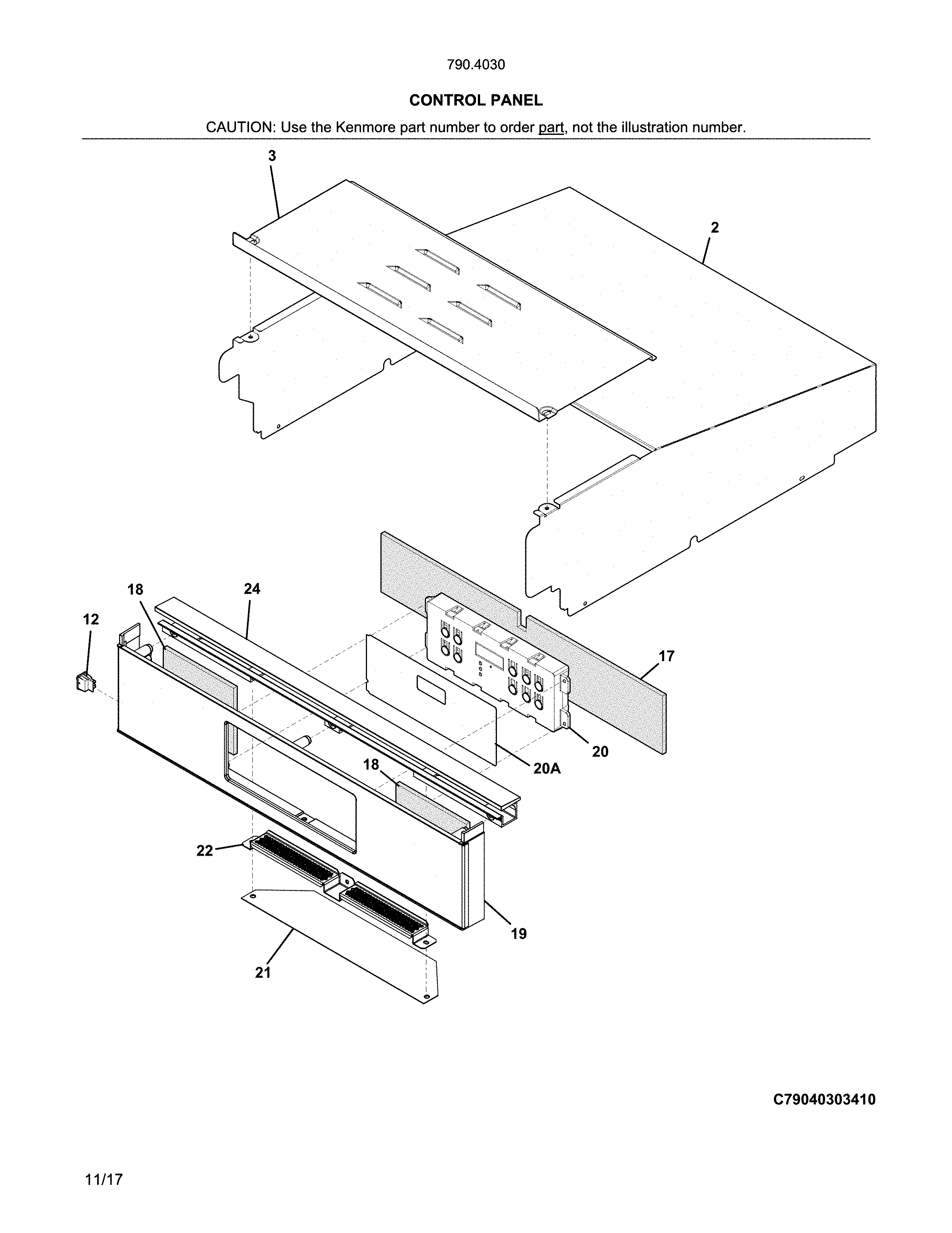 Kenmore model 79040309412 wall oven, gas genuine parts