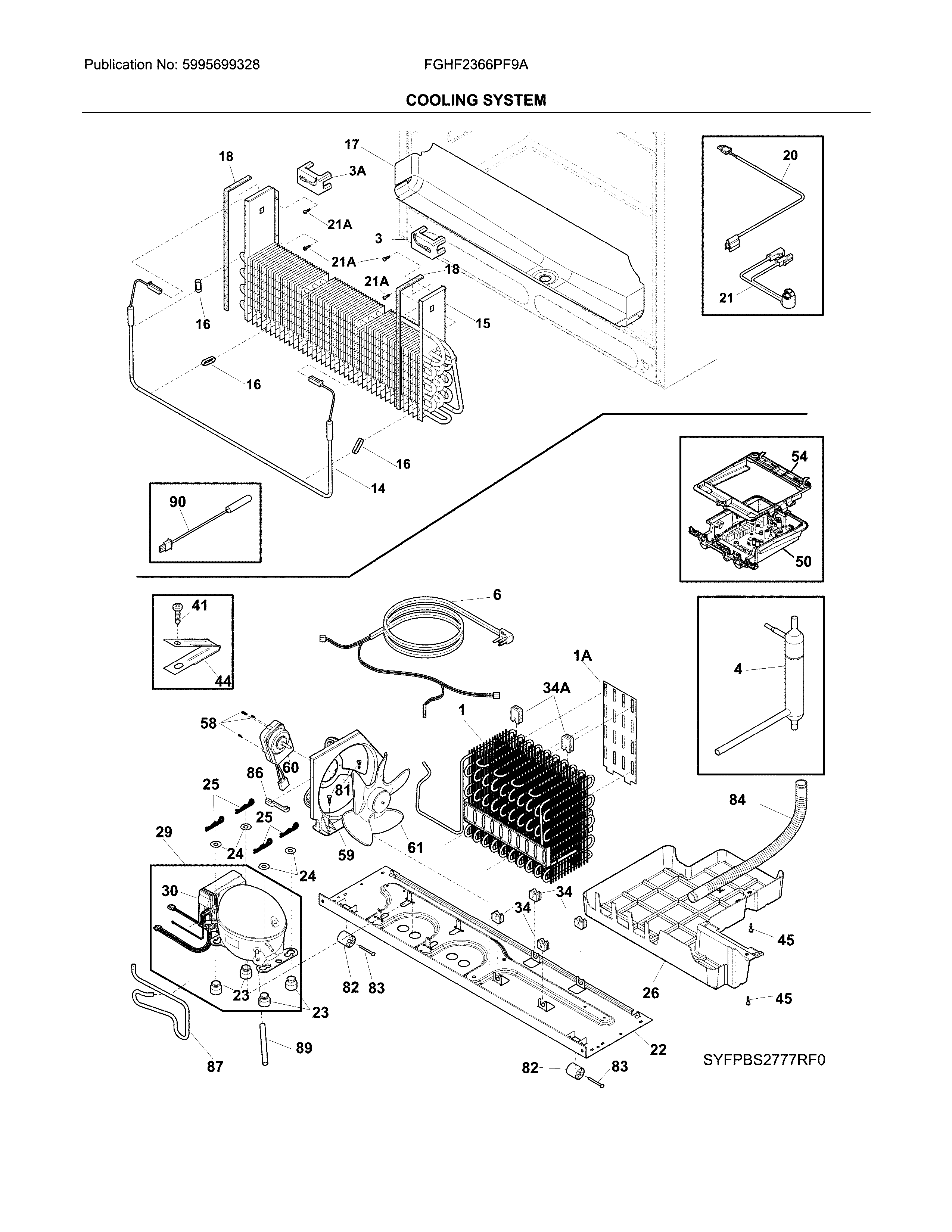 Frigidaire model FGHF2366PF9A bottom-mount refrigerator genuine parts