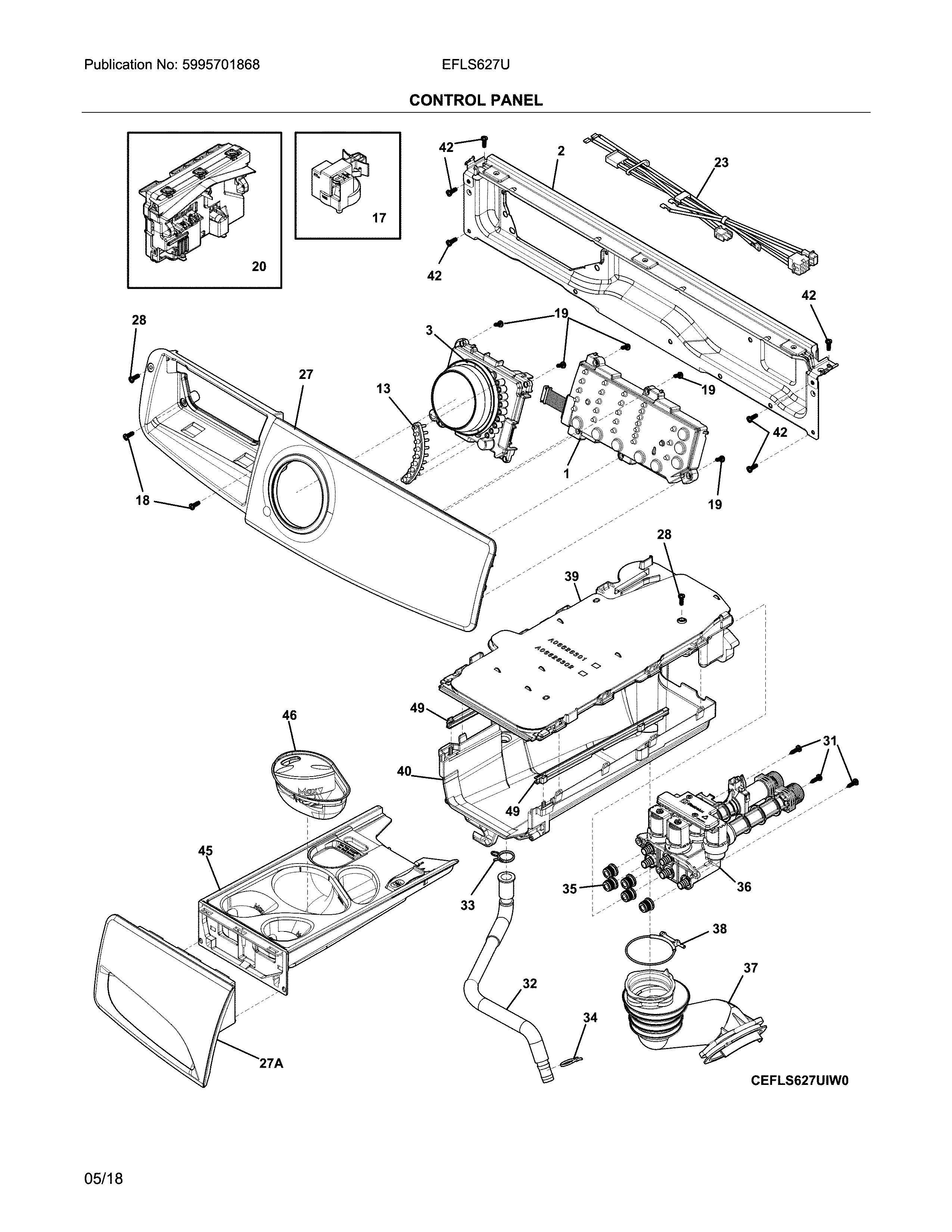 Electrolux model EFLS627UIW0 residential washers genuine parts