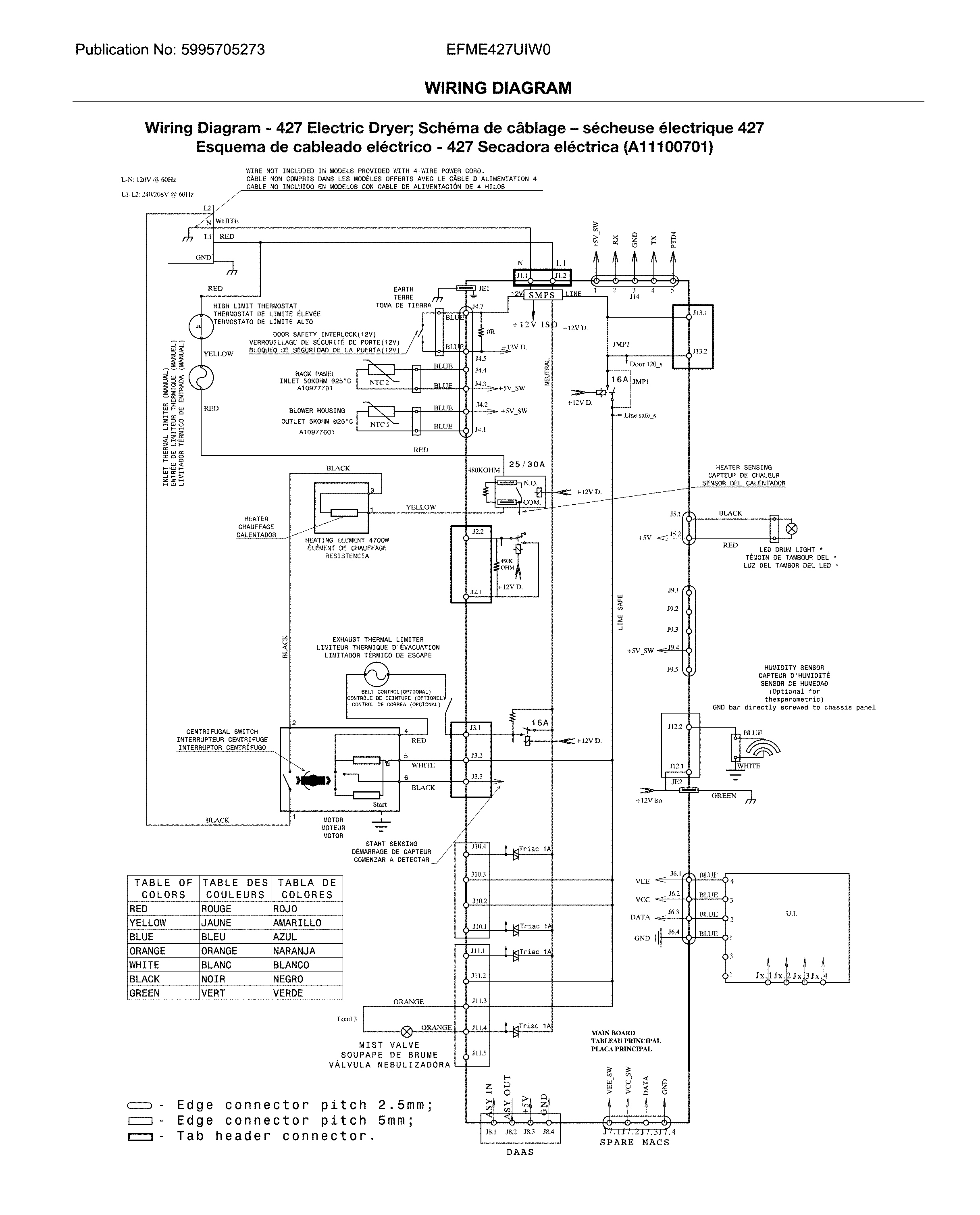 Electrolux Model Efme427uiw0 Residential Dryer Genuine Parts