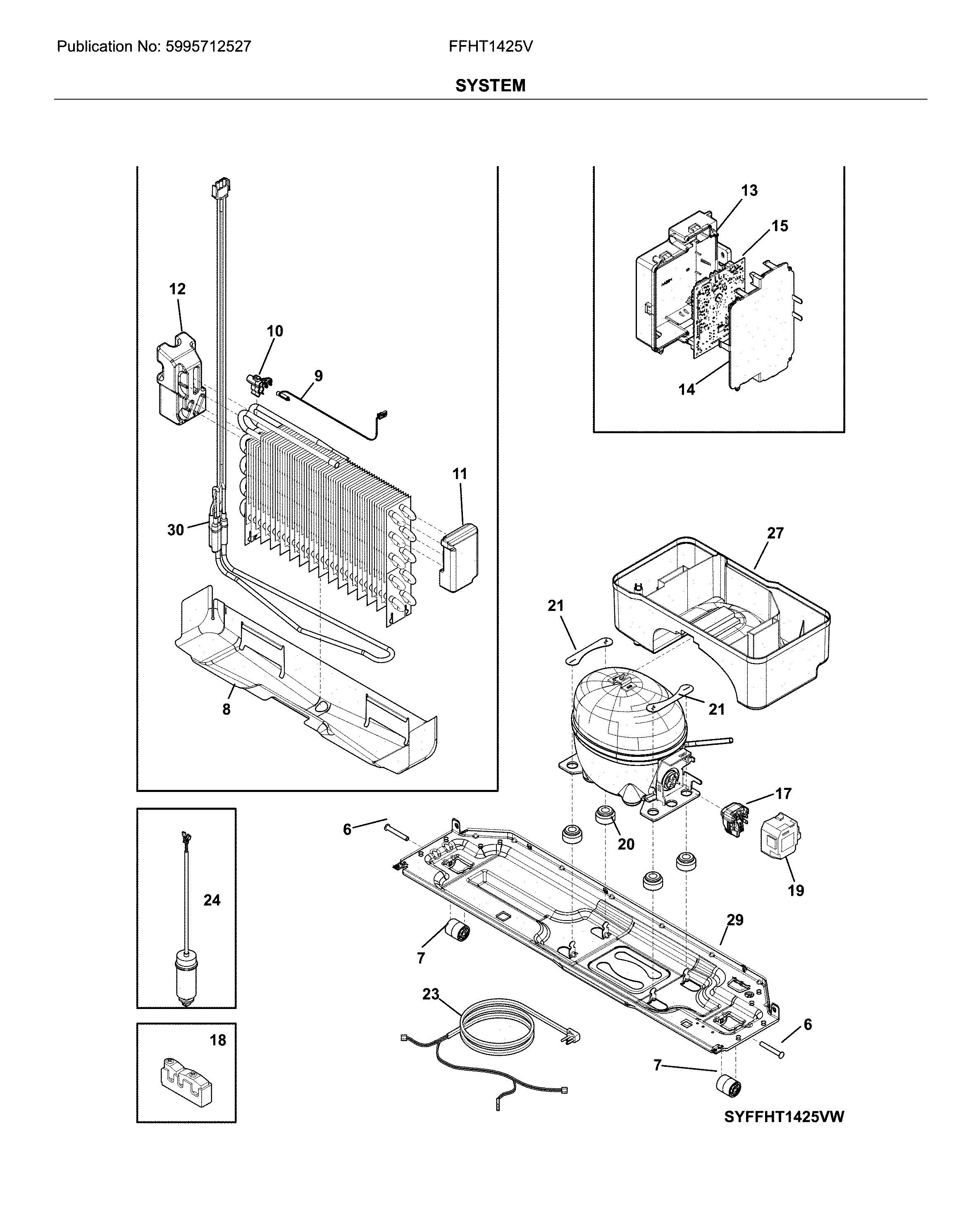 Frigidaire model FFHT1425VW topmount refrigerator genuine parts