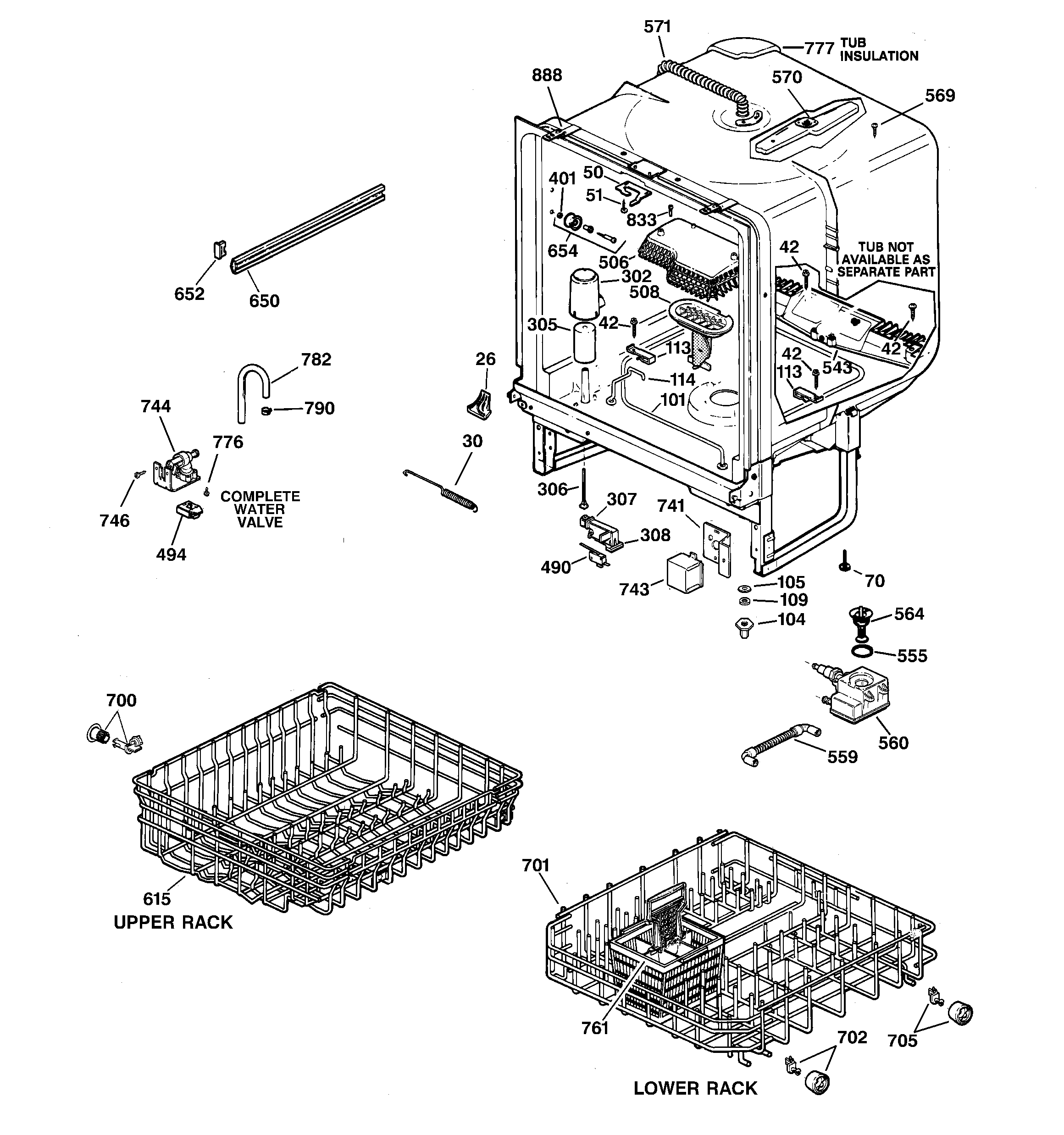 Kenmore model 36314573000 dishwasher genuine parts