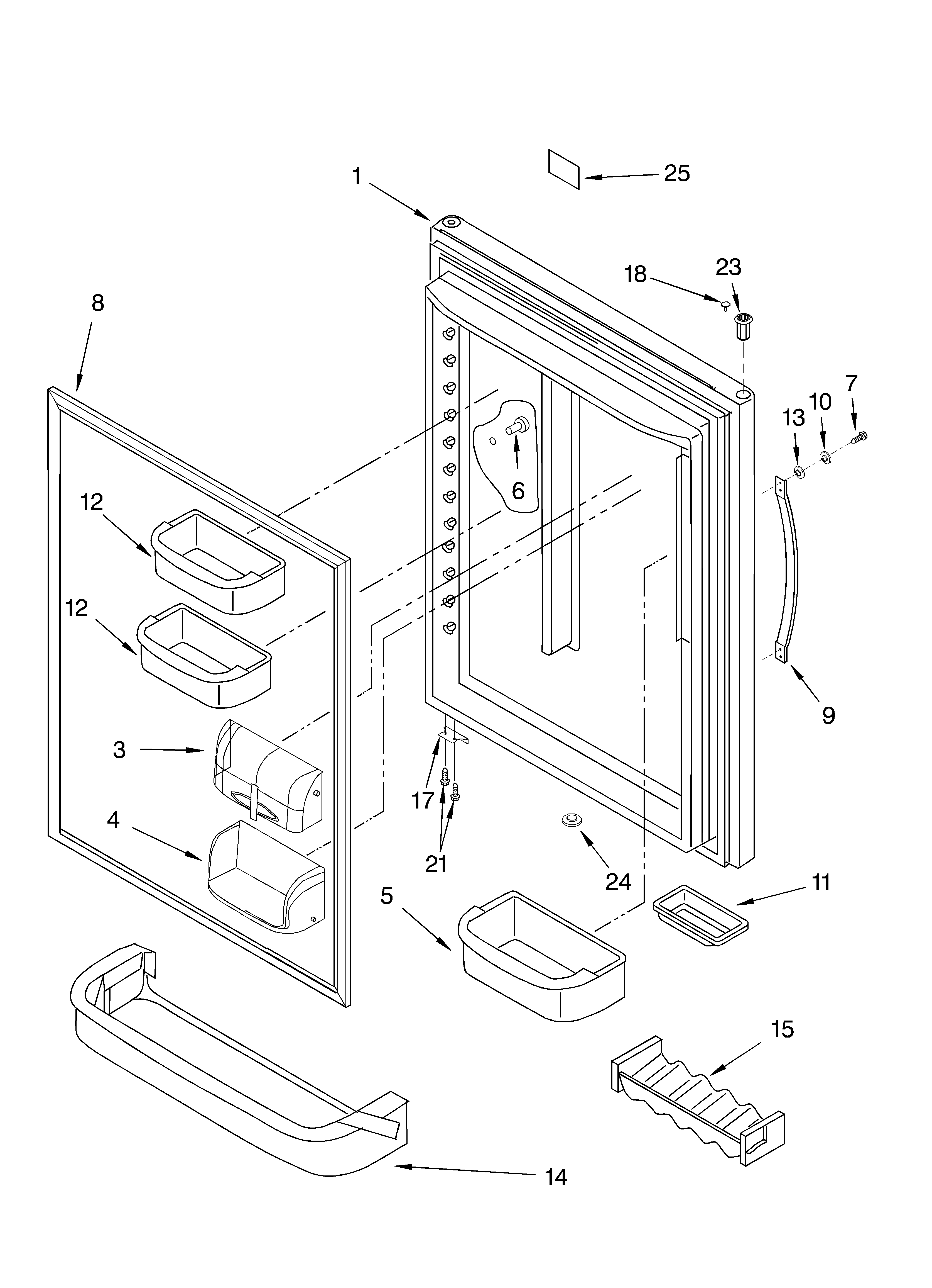 Kitchenaid model KBLA20ELSS00 bottom-mount refrigerator genuine parts