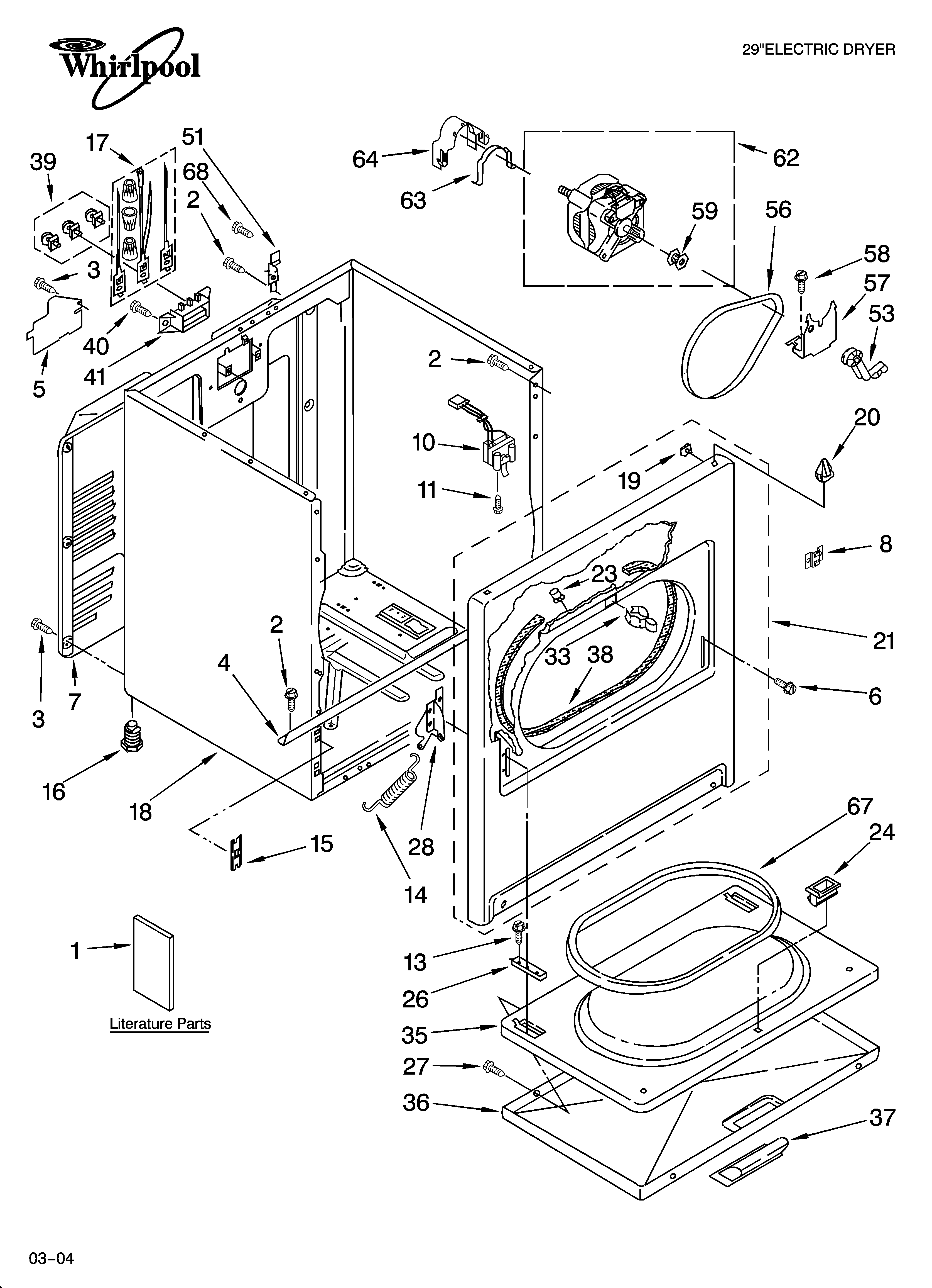 Whirlpool model LER6611LQ1 residential dryer genuine parts