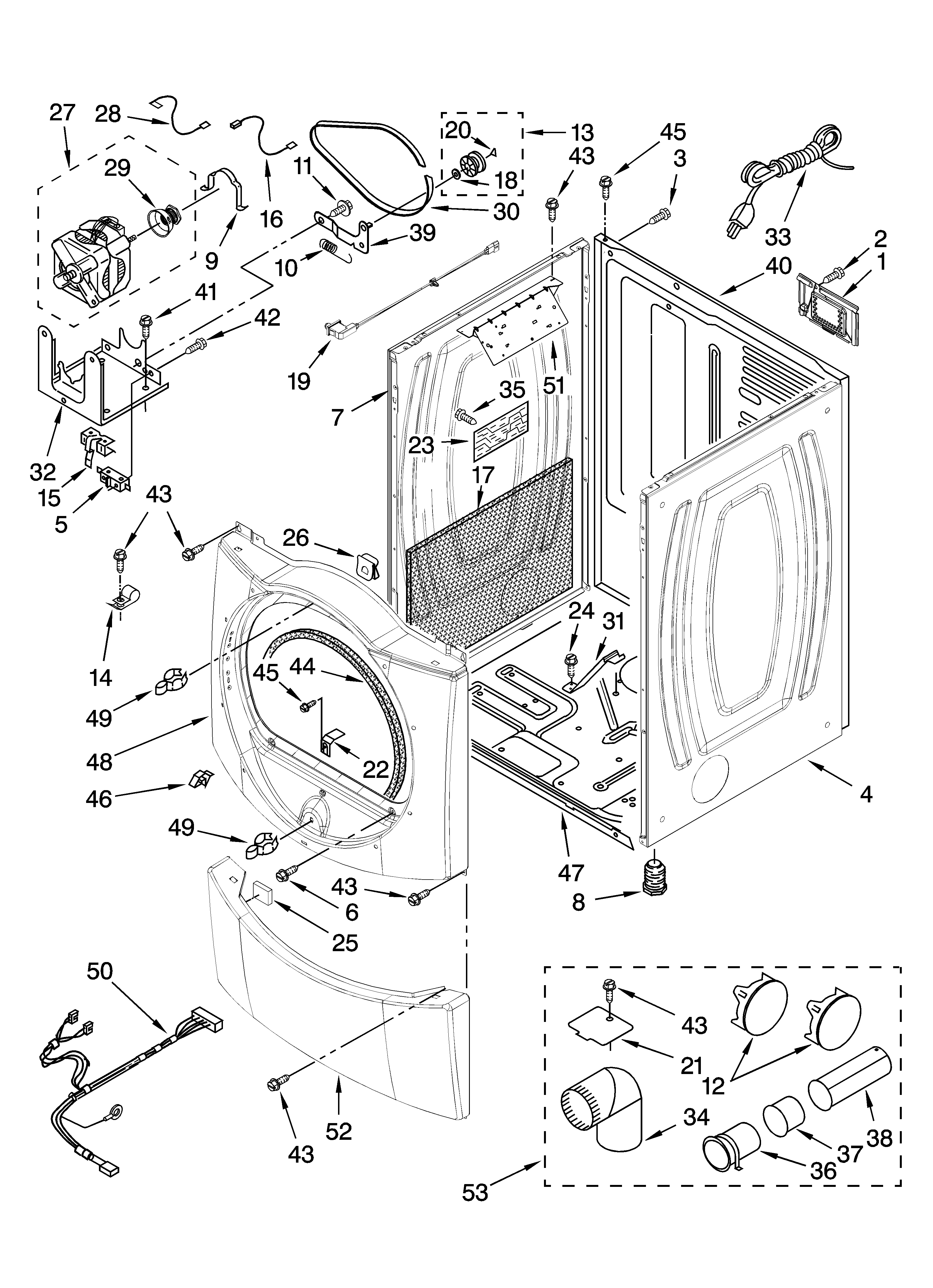 Whirlpool model WGD9400SU1 residential dryer genuine parts