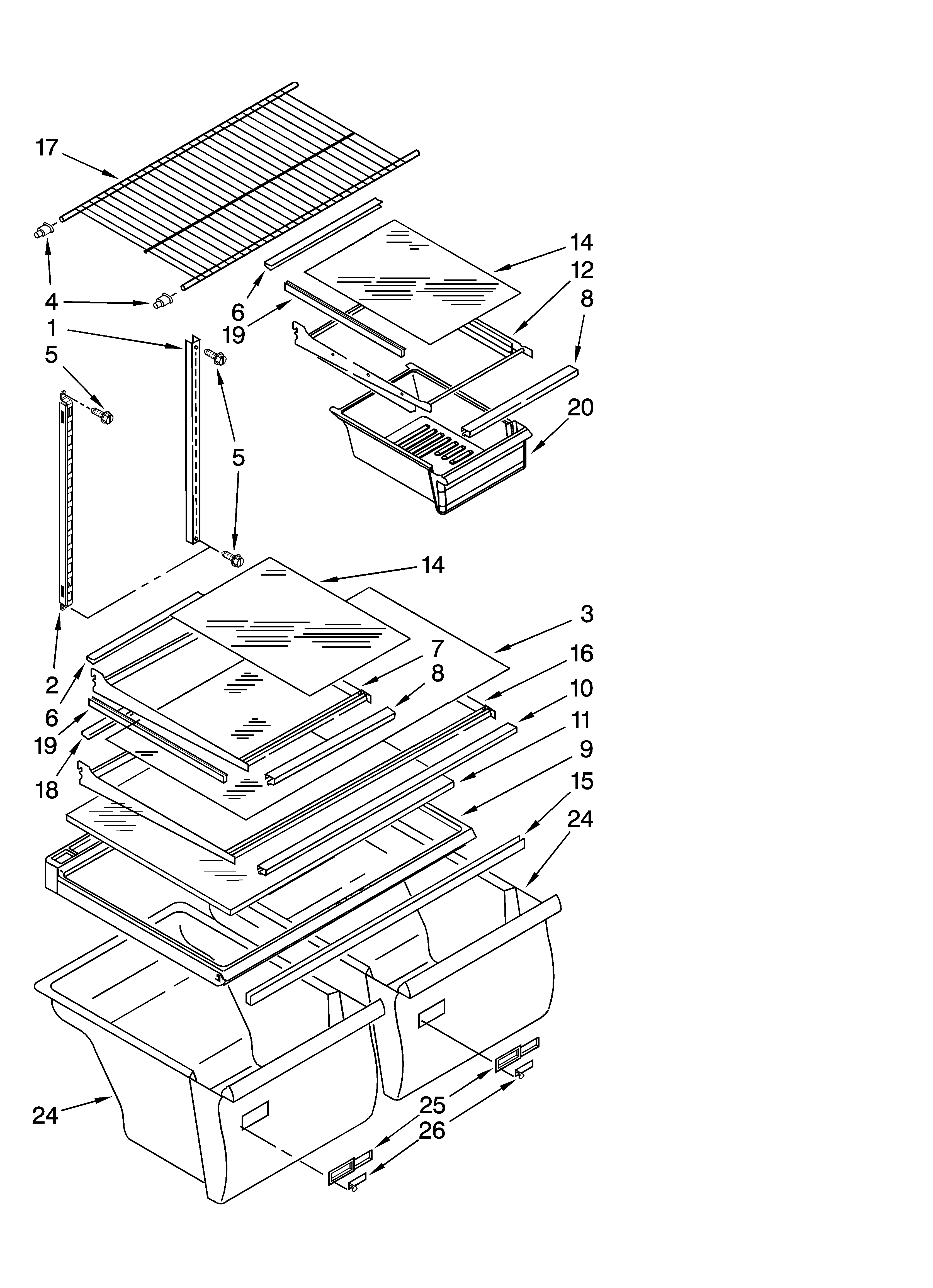 Whirlpool model ET1MHKXMB07 top-mount refrigerator genuine parts