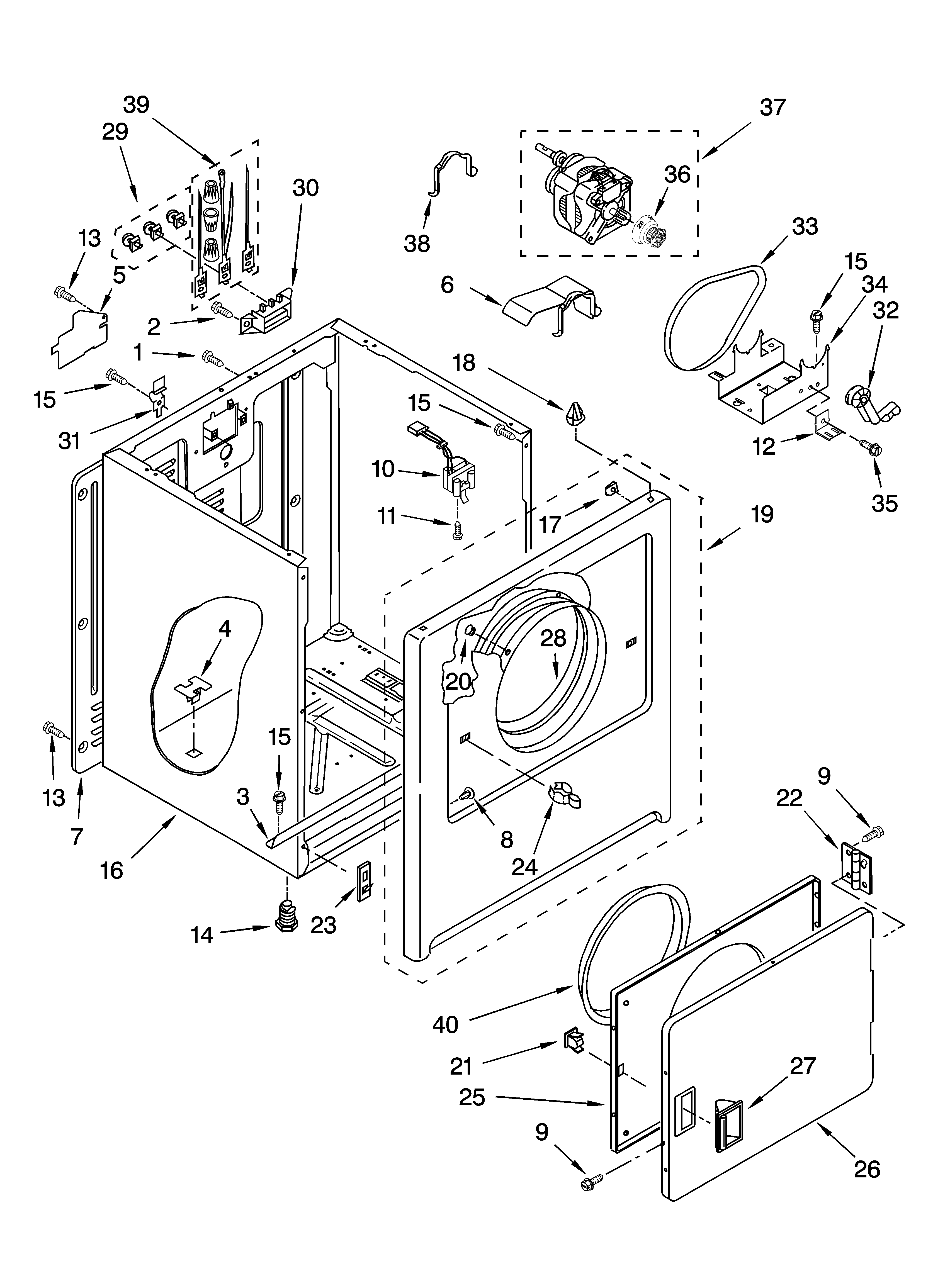 Whirlpool model WED5590VQ1 residential dryer genuine parts