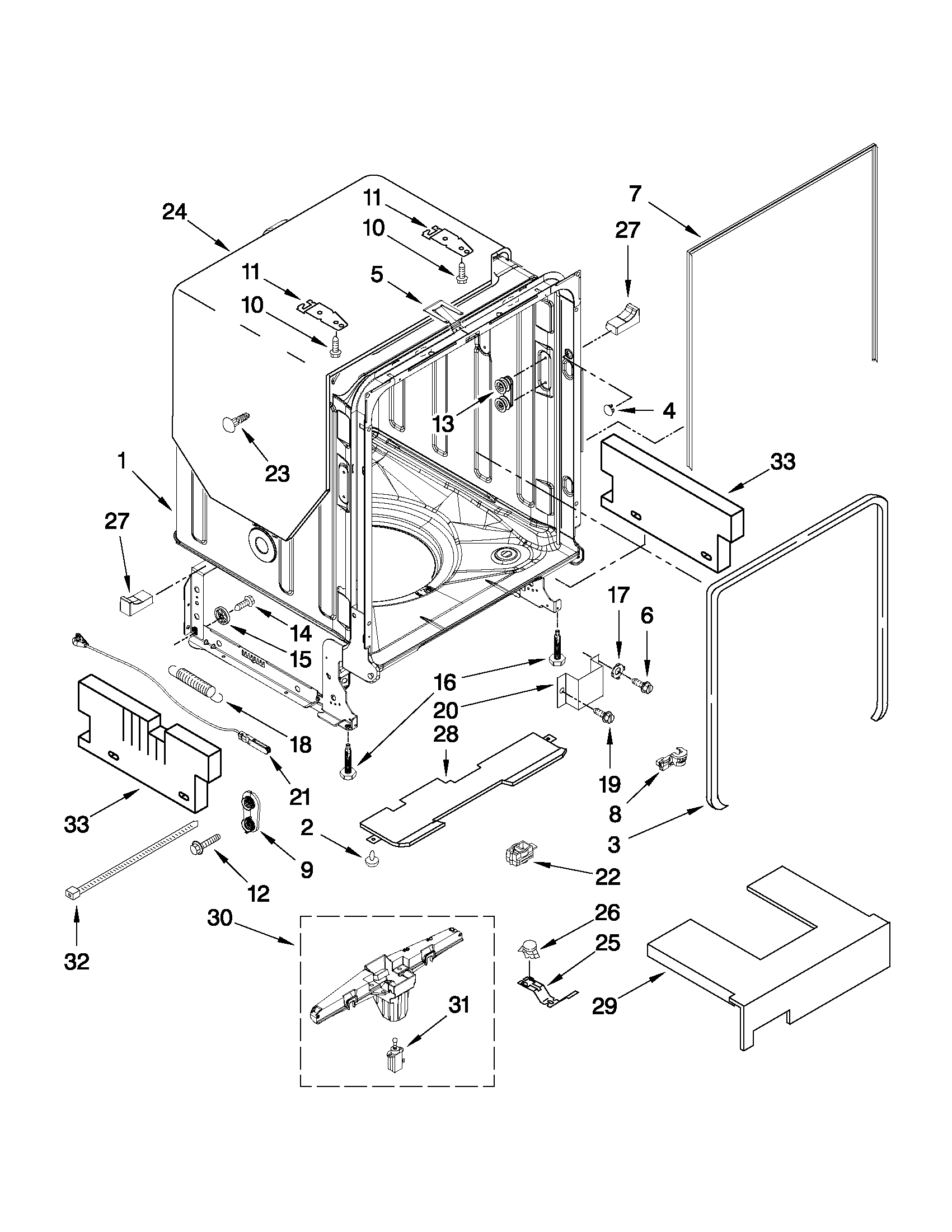 Kitchenaid model KUDS30IXBL2 dishwasher genuine parts