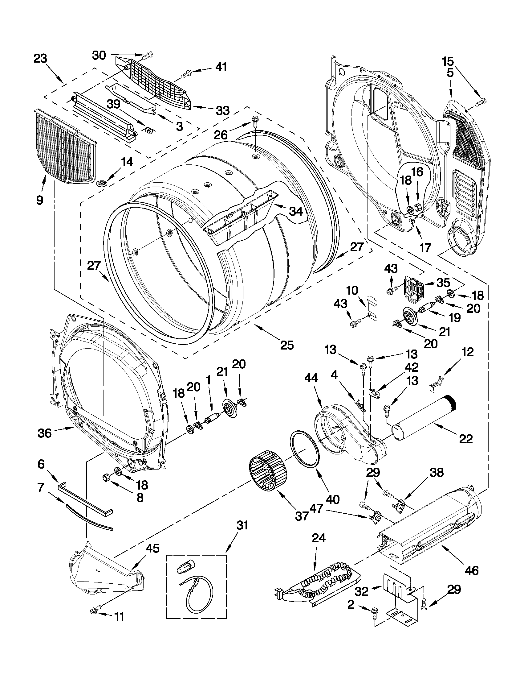 Whirlpool model 3LCED9100WQ1 commercial dryer genuine parts