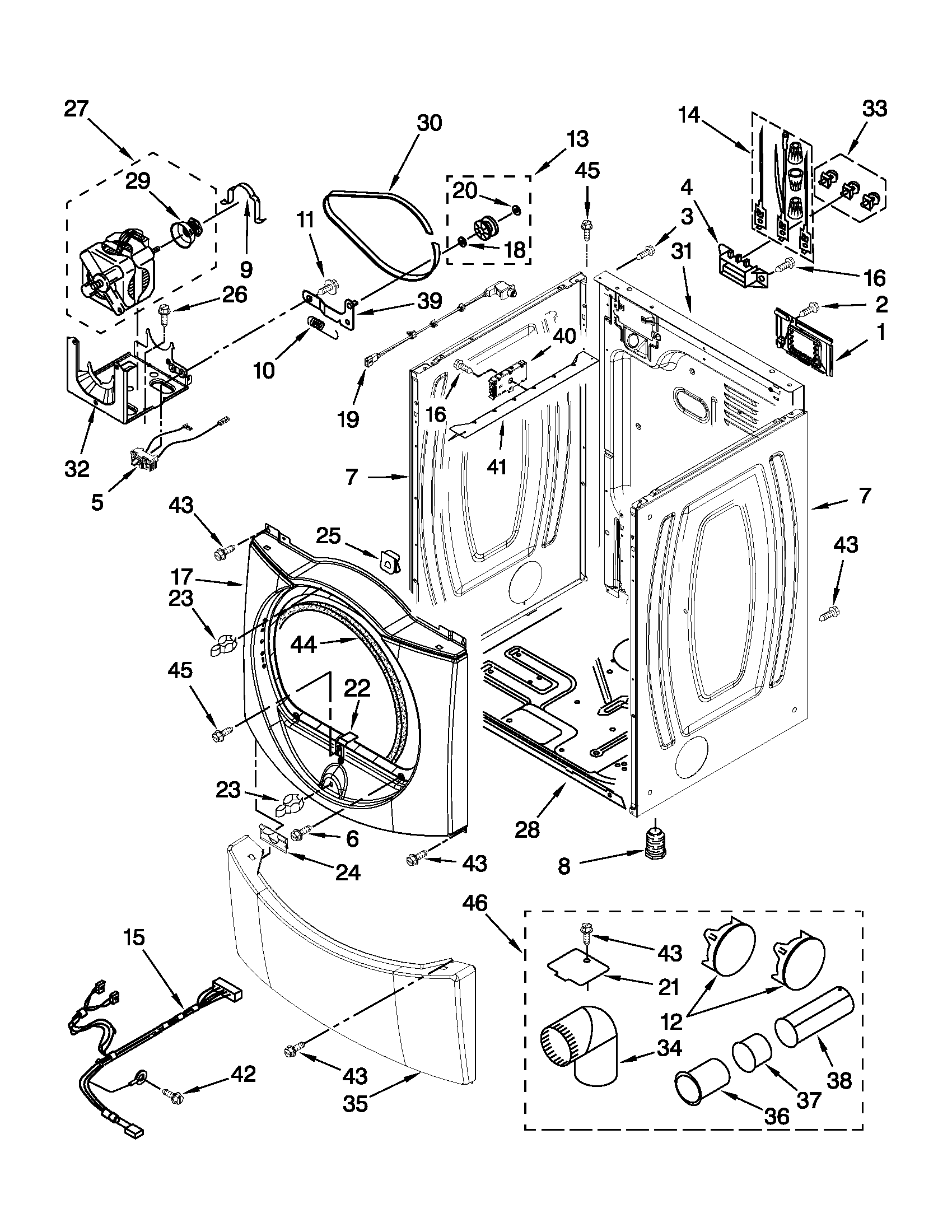 Whirlpool model WED9610XW1 residential dryer genuine parts
