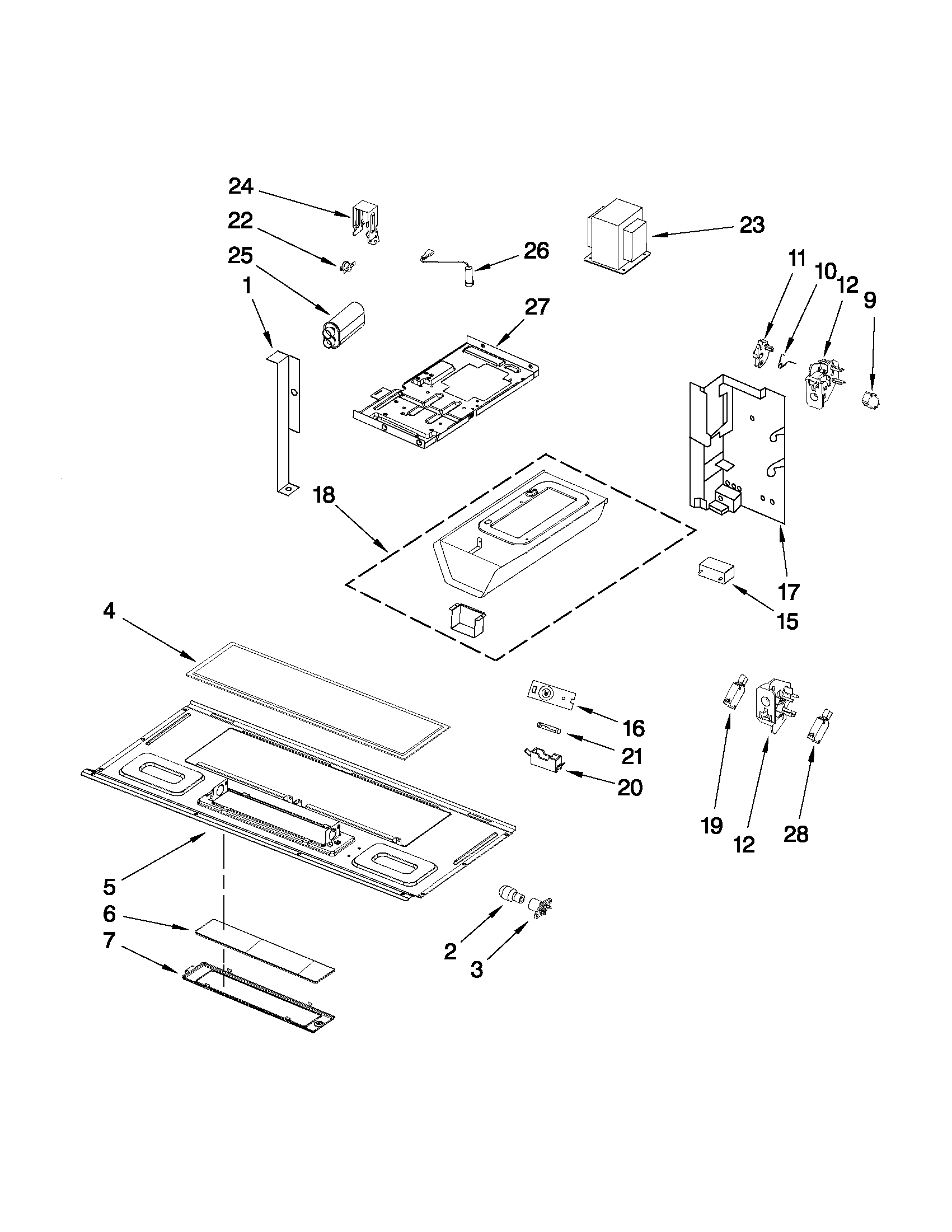 Whirlpool model WMH73L20AS0 microwave/hood combo genuine parts