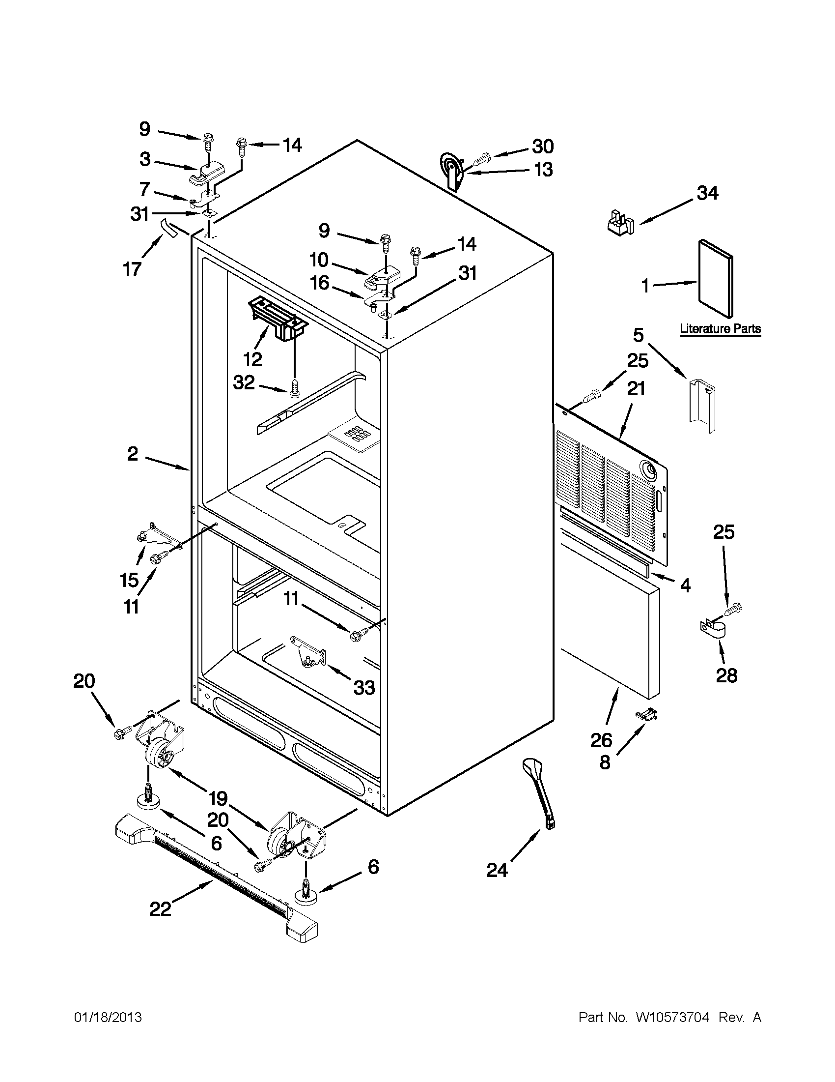 Whirlpool model GX5FHTXVQ07 bottom-mount refrigerator genuine parts