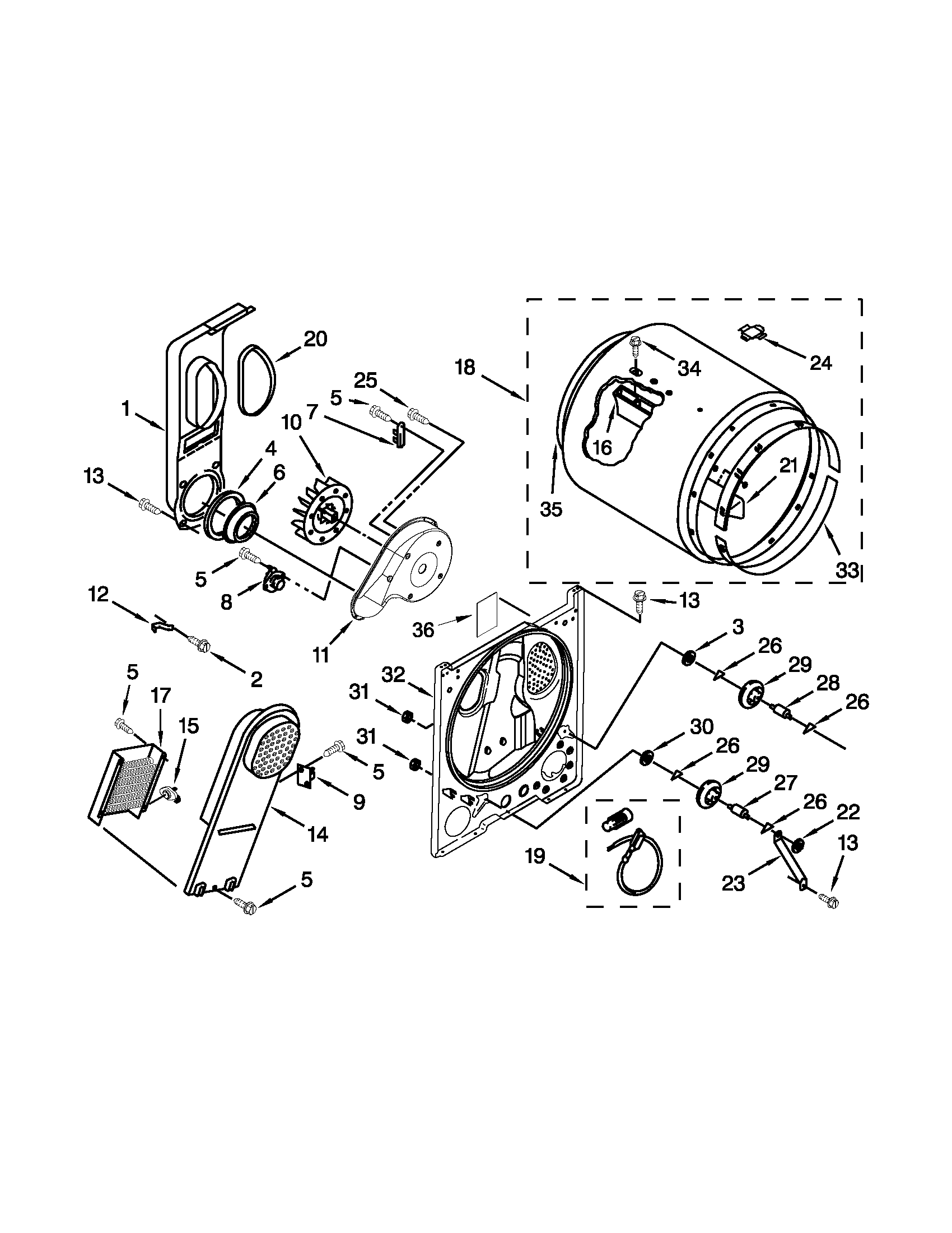 Roper model RED4640YQ1 residential dryer genuine parts