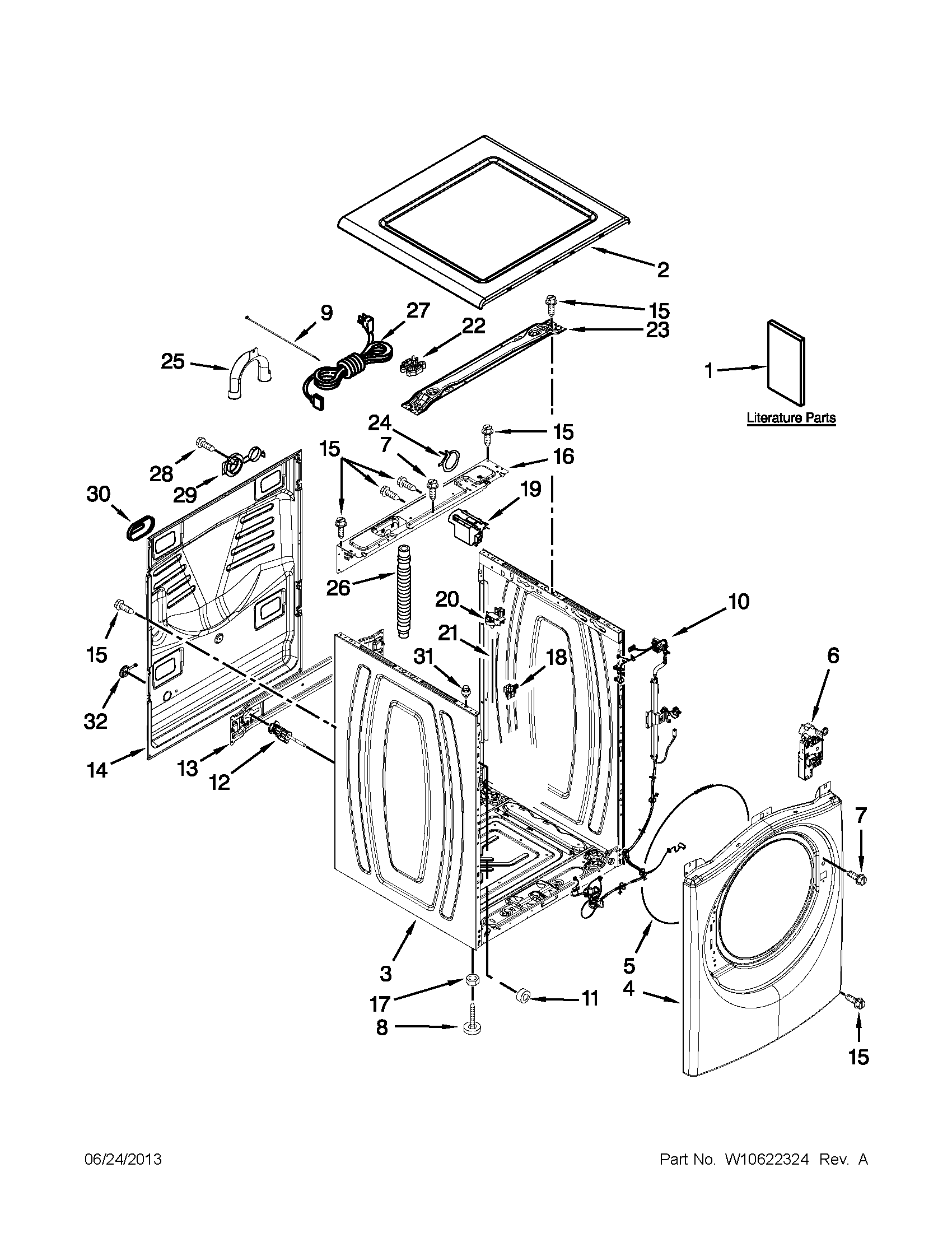 Whirlpool model WFW8640BW1 residential washers genuine parts