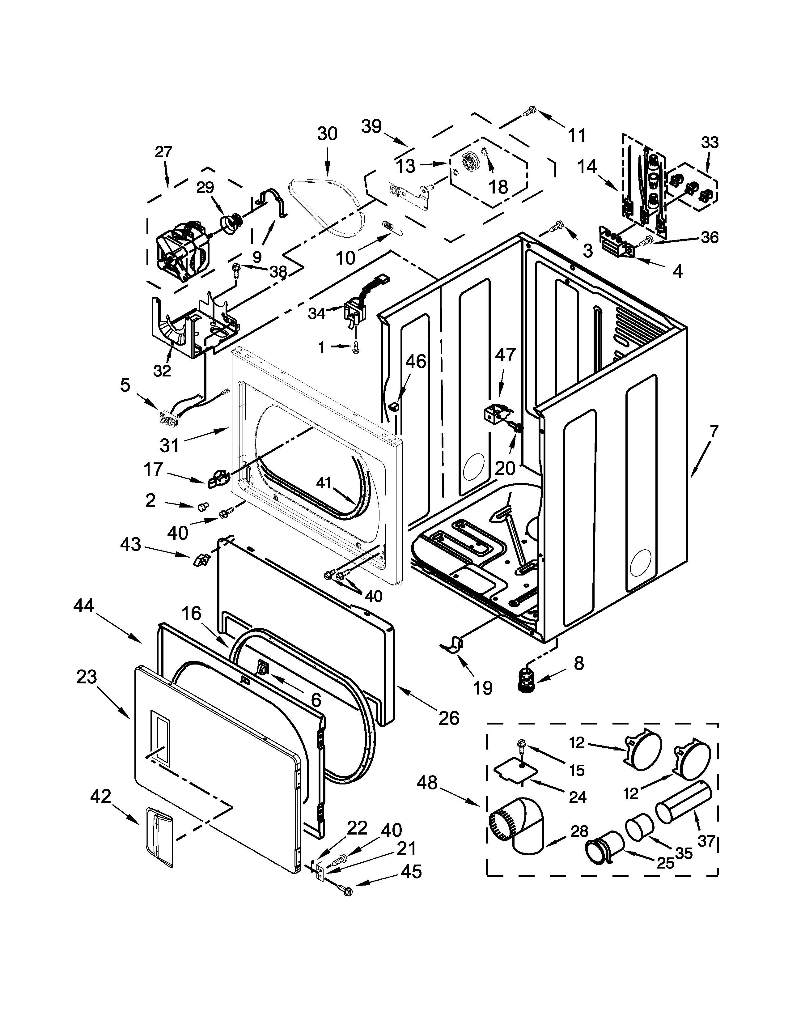 Maytag model MEDP475EW0 residential dryer genuine parts