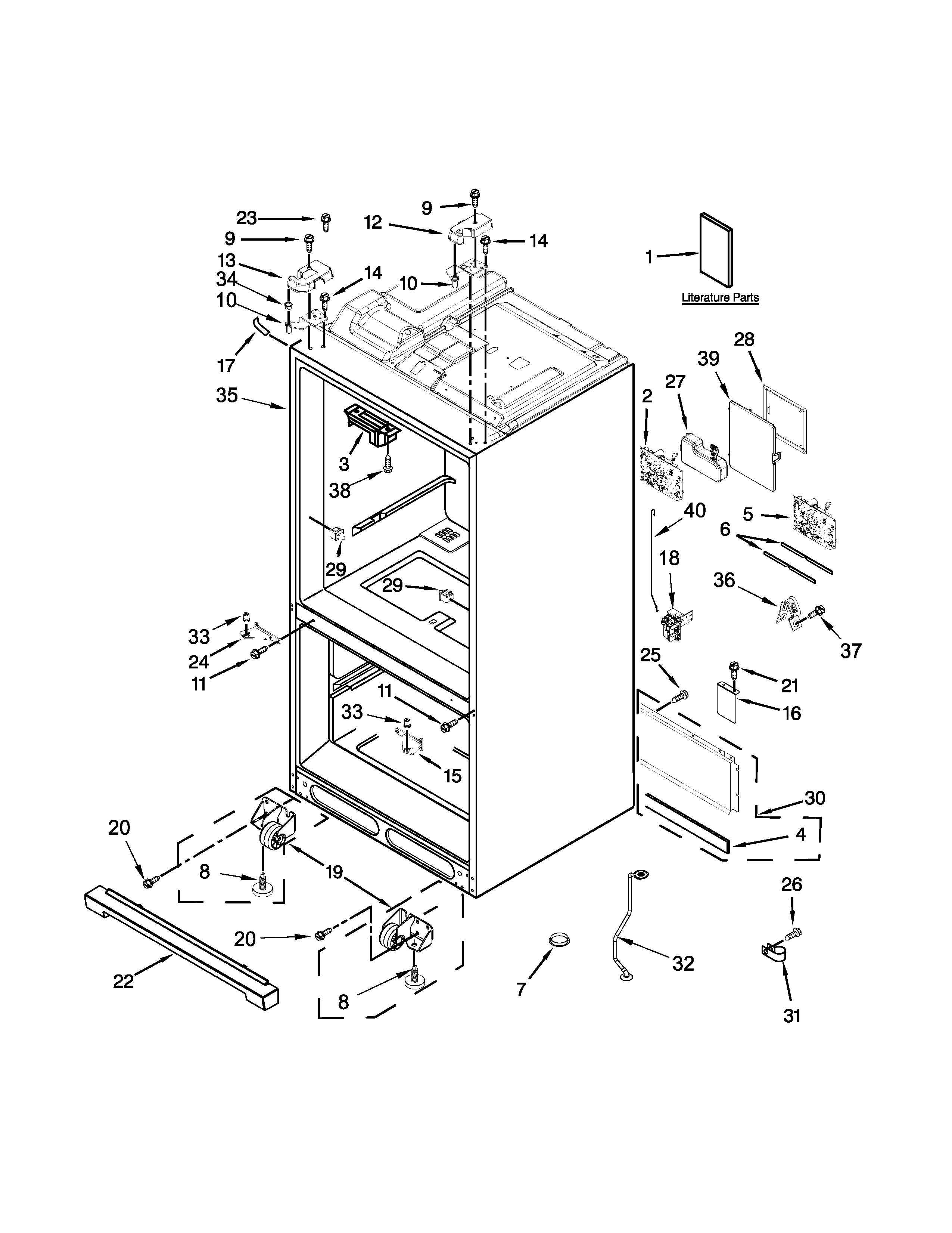 Whirlpool model WRX988SIBE02 bottom-mount refrigerator genuine parts