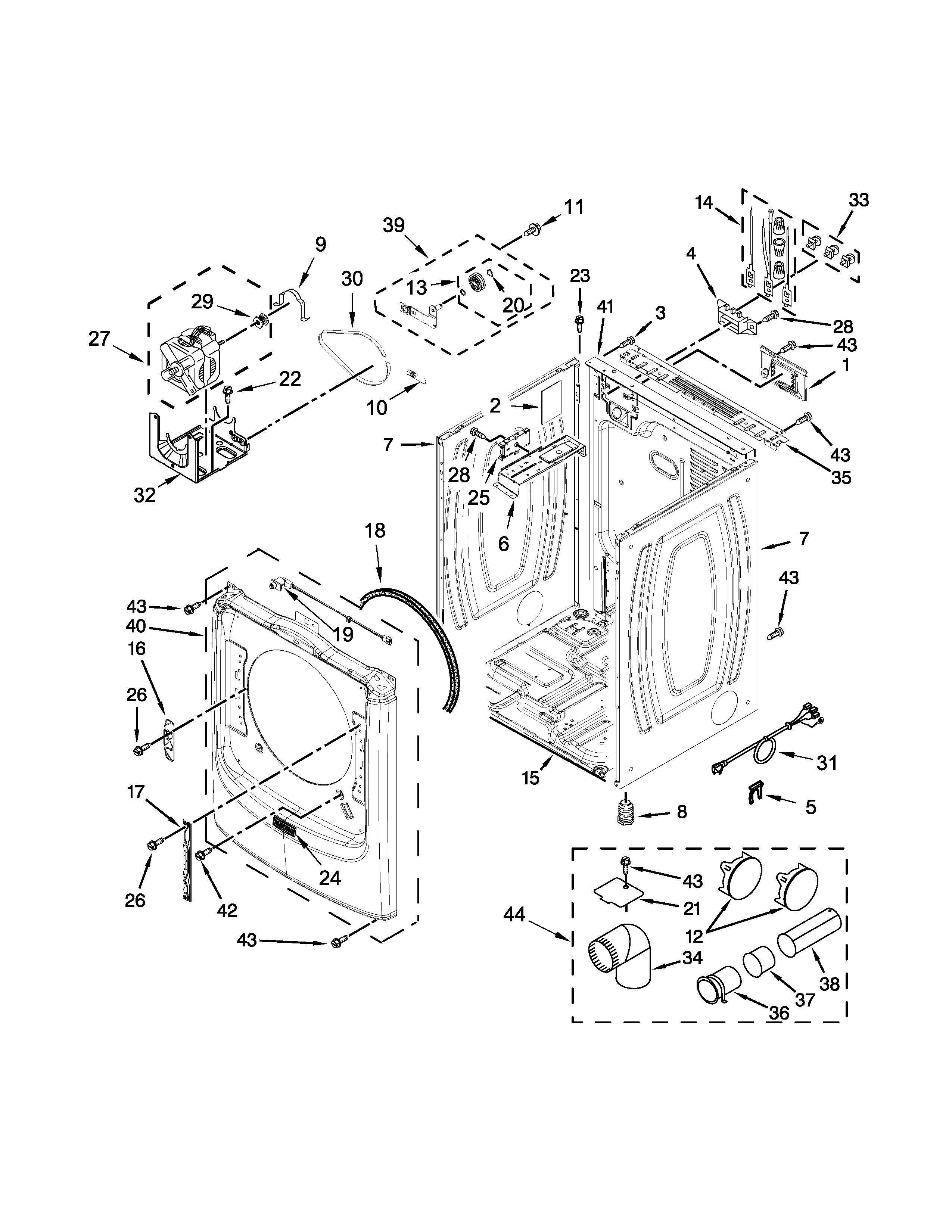 Maytag model YMED5500FC0 residential dryer genuine parts