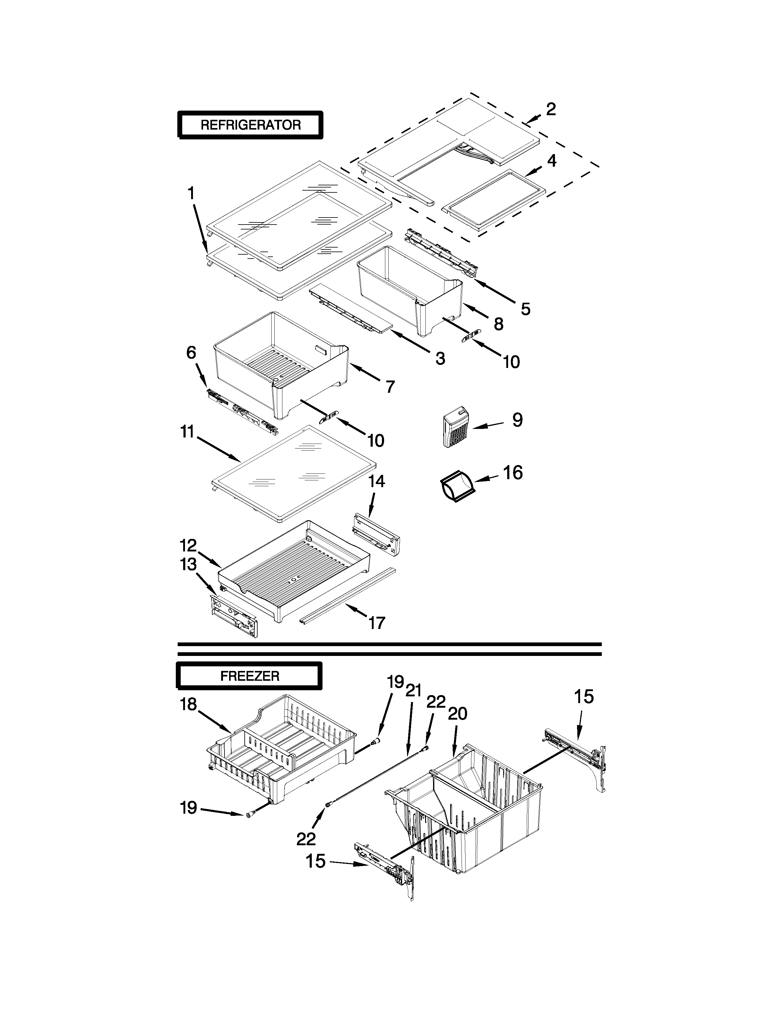 Whirlpool model WRF560SFYH04 bottom-mount refrigerator genuine parts