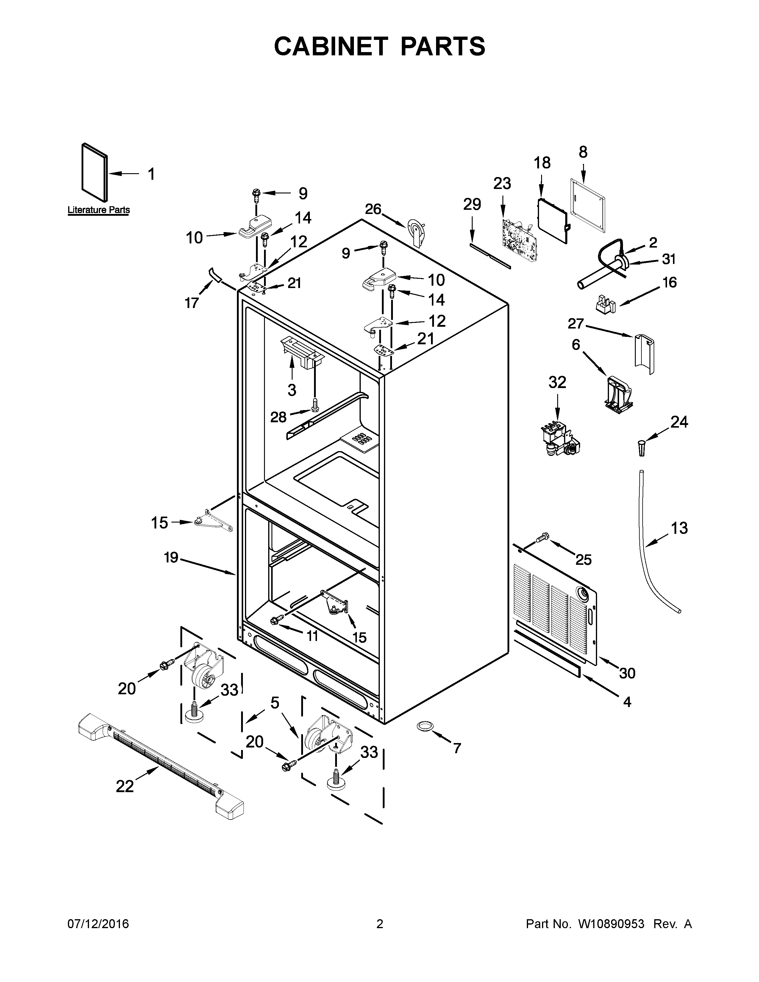 Kitchenaid model KRFC300EBS00 bottom-mount refrigerator genuine parts
