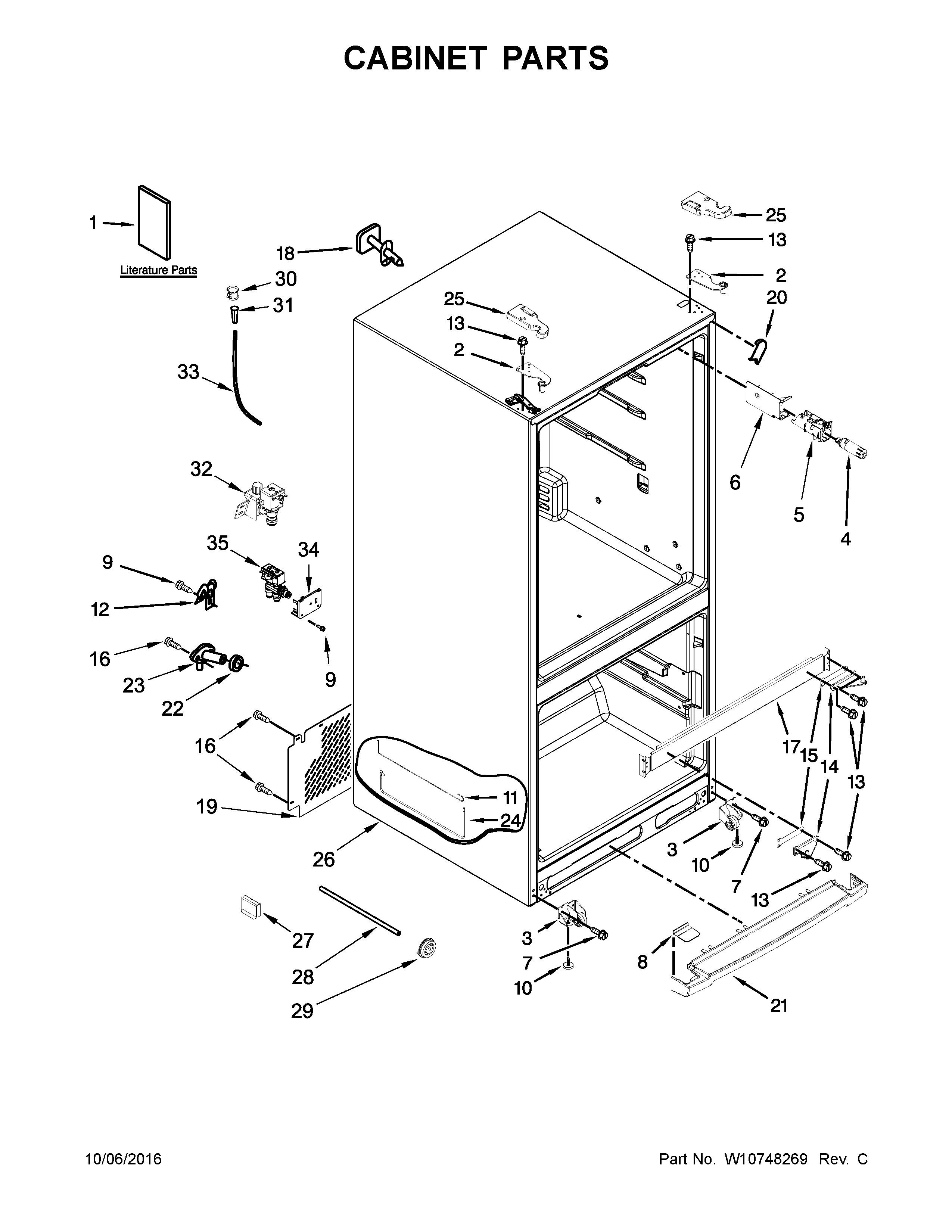 Whirlpool model WRF560SEYW04 bottom-mount refrigerator genuine parts