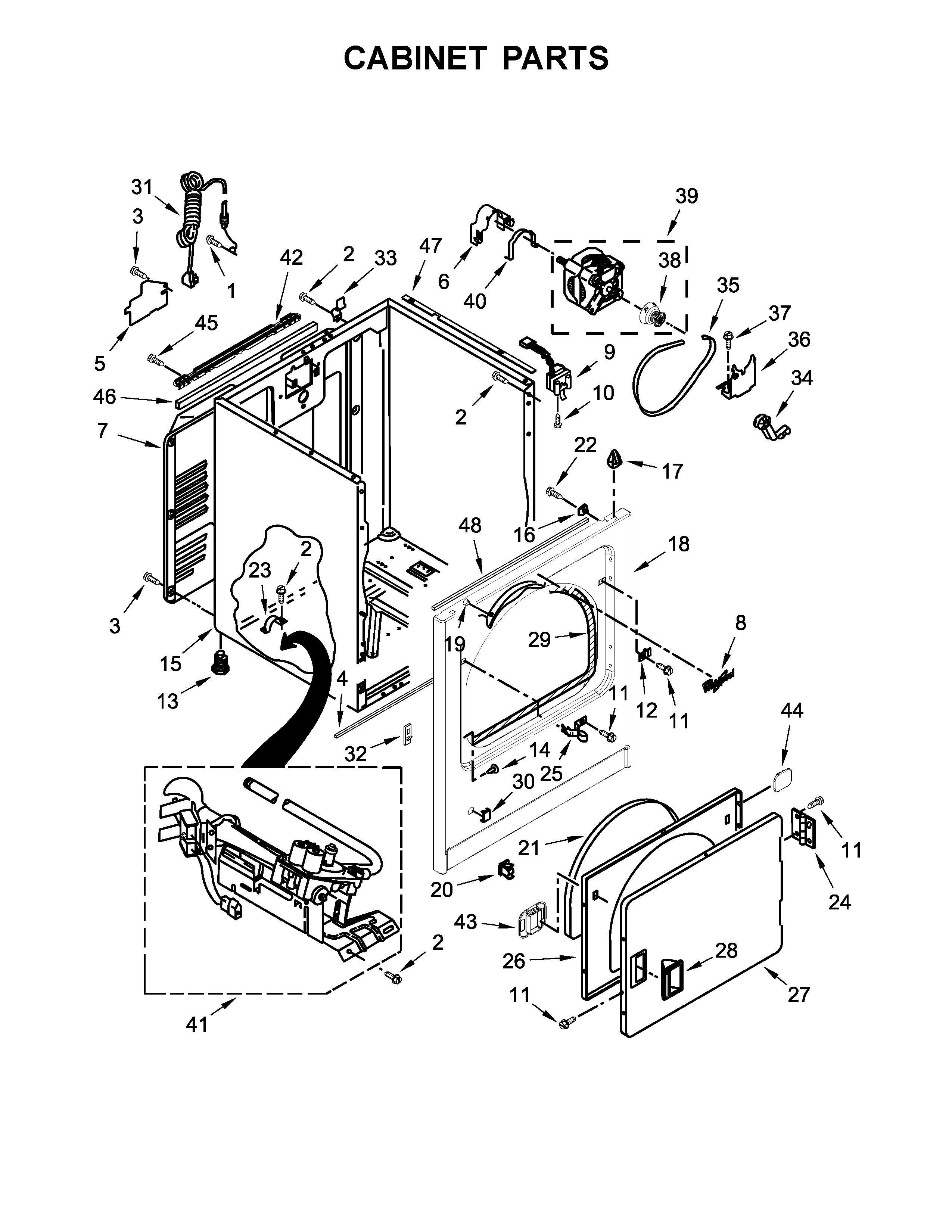 Whirlpool model WGD7300DW1 residential dryer genuine parts