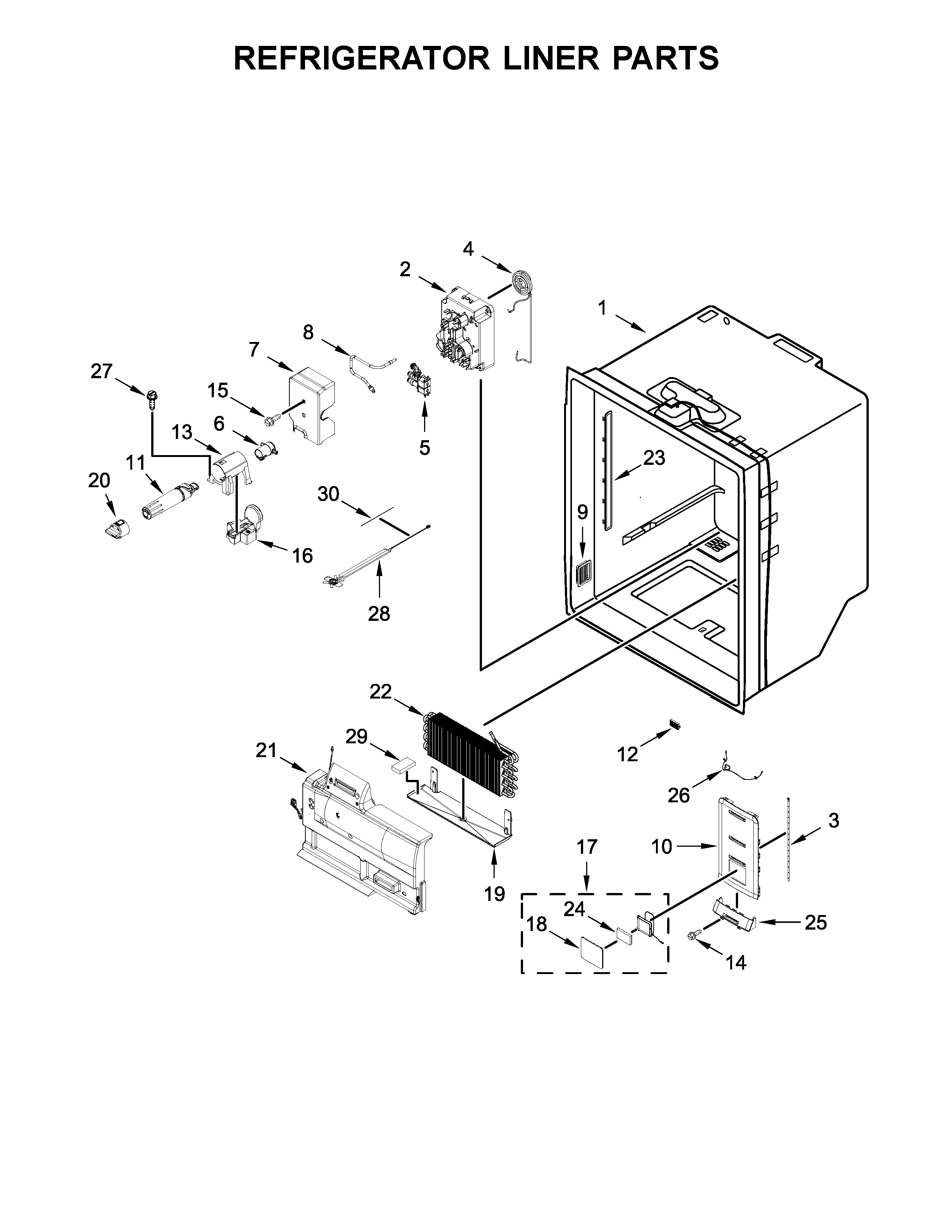 Kitchenaid model KRFC704FPS00 bottom-mount refrigerator genuine parts