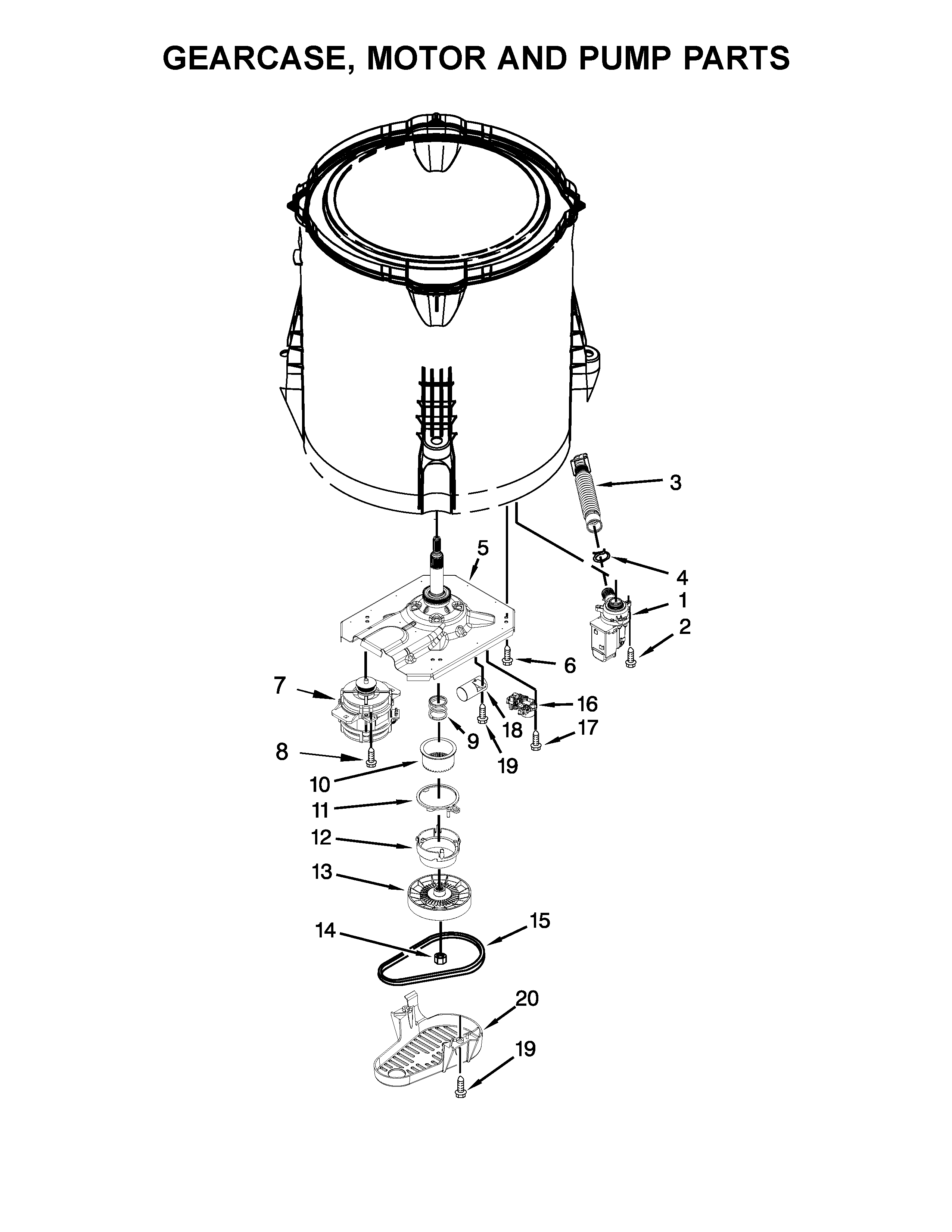 Whirlpool model 7MWTW1500AQ0 residential washers genuine parts