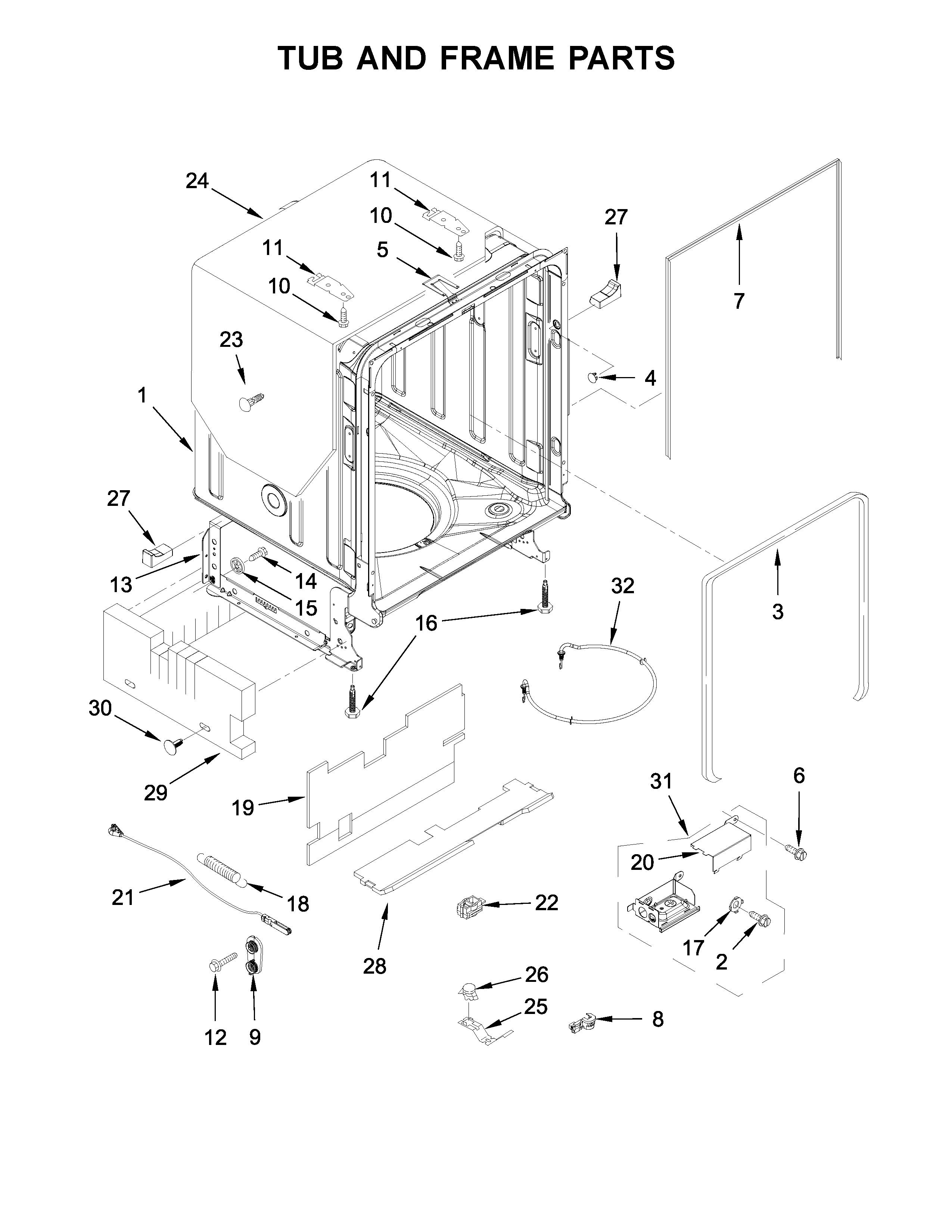 Kitchenaid model KDTM354DSS5 dishwasher genuine parts