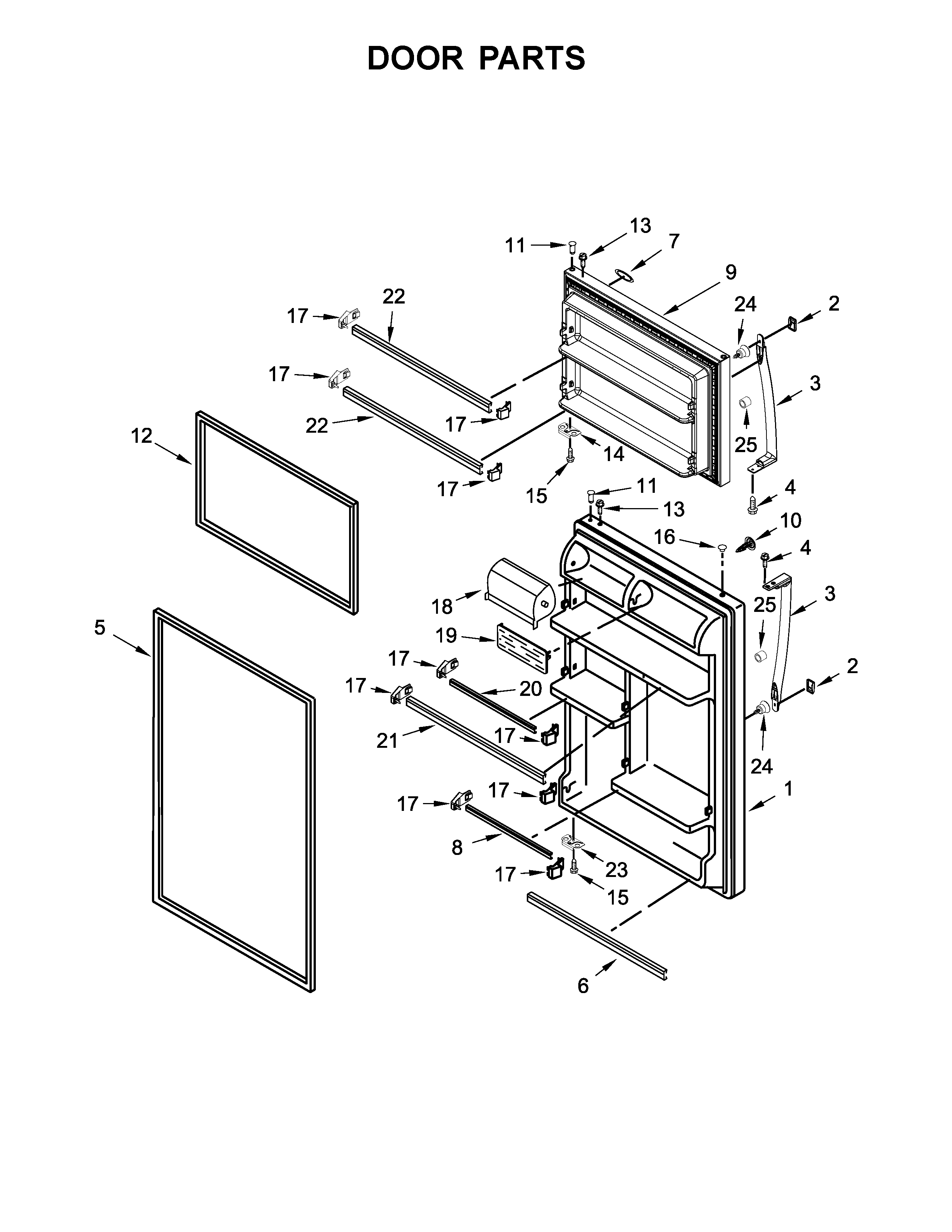 Whirlpool model WRT148FZDM00 top-mount refrigerator genuine parts