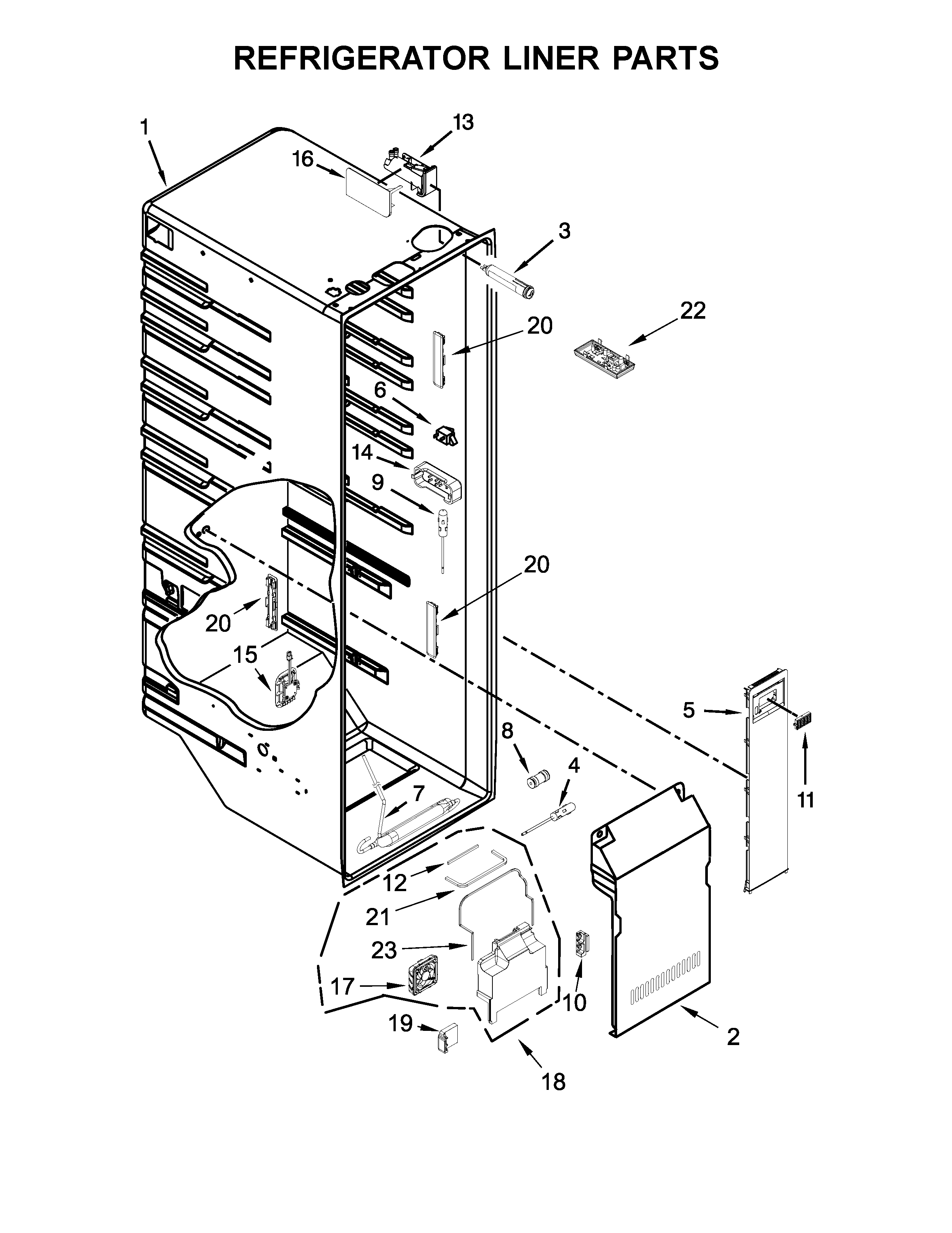 Kitchenaid model KRSC503ESS01 side-by-side refrigerator genuine parts