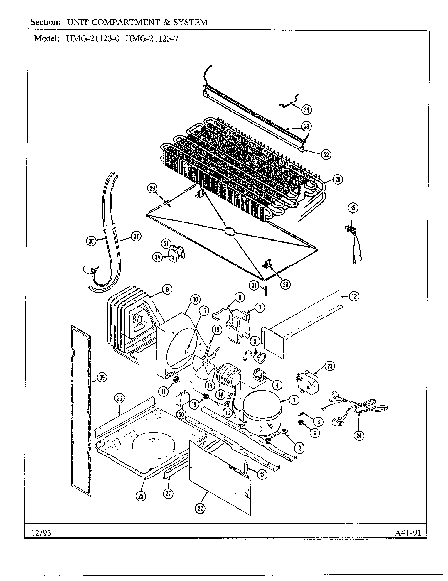 Admiral model 21123-0 top-mount refrigerator genuine parts