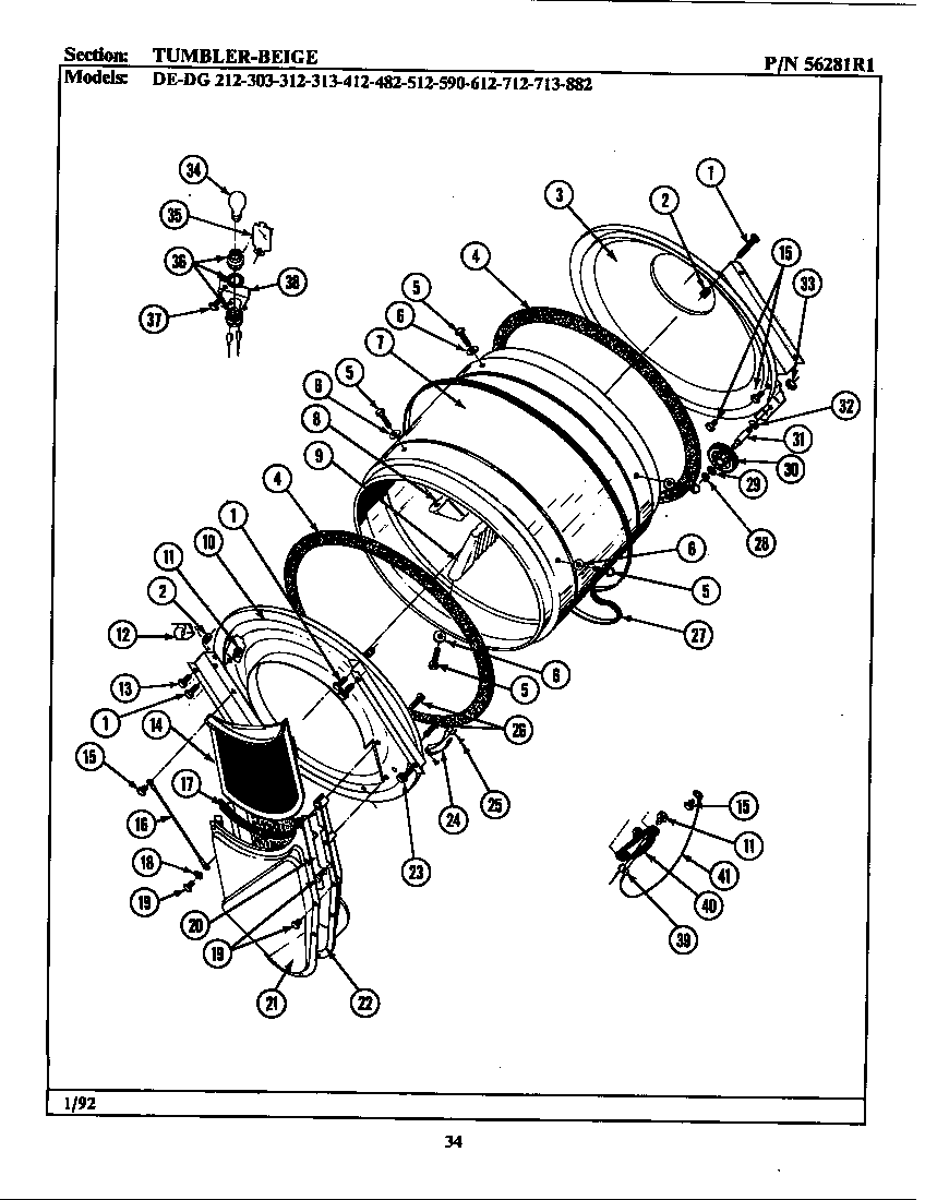 Maytag Model De412 Residential Dryer Genuine Parts