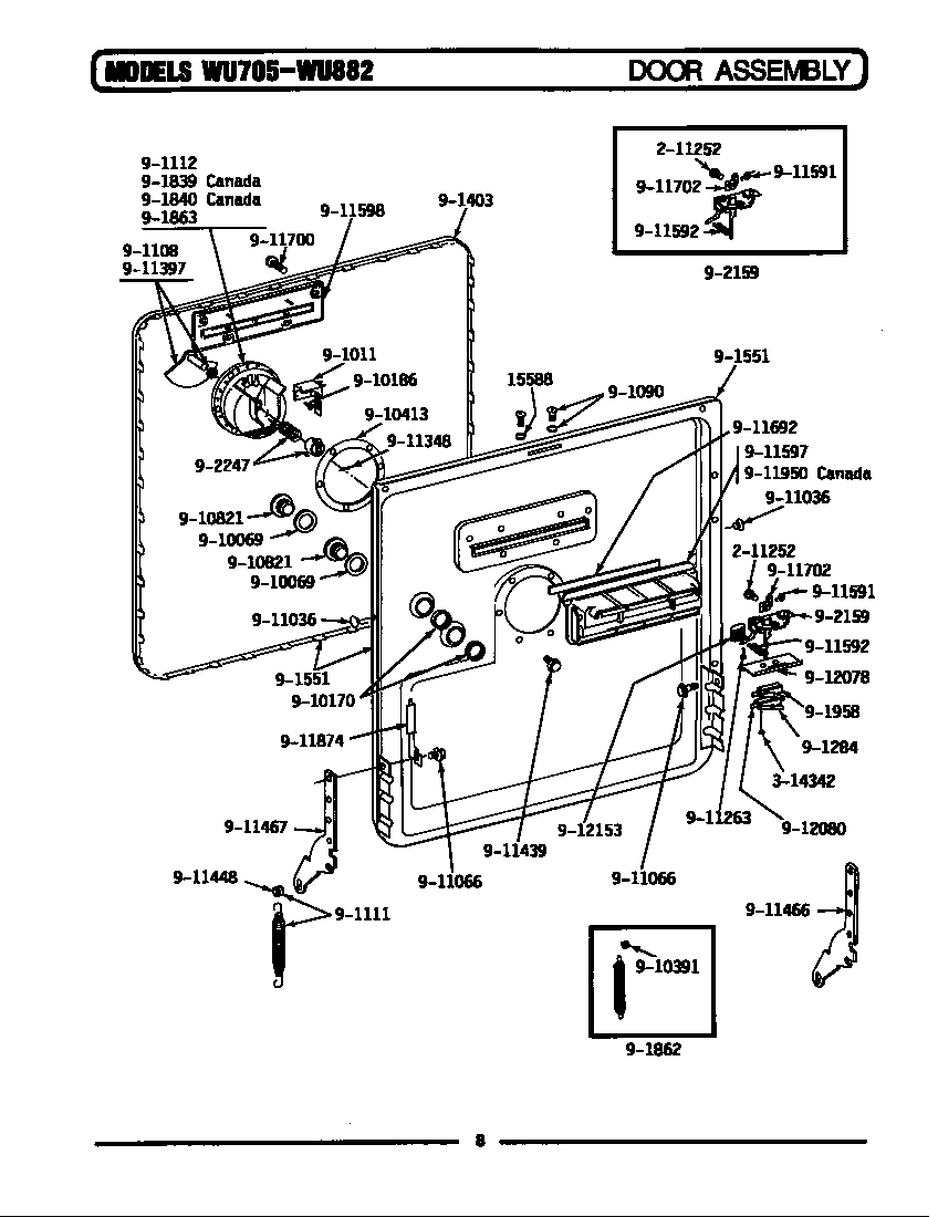 Maytag Model Wu705 Dishwasher Genuine Parts