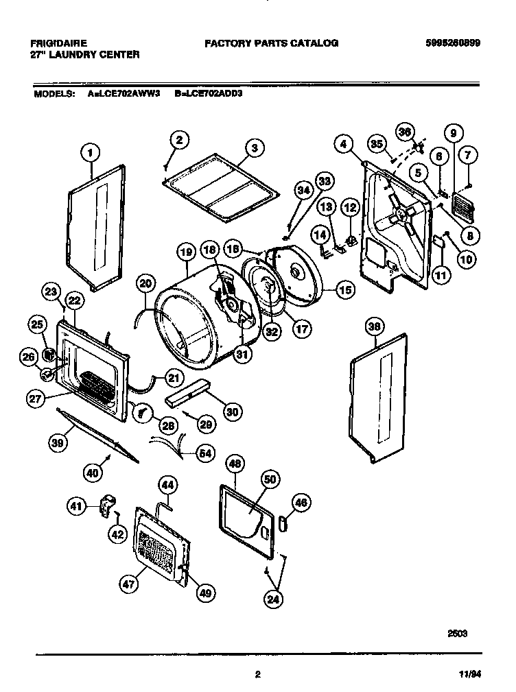 Frigidaire model LCE702AWW3 laundry centers/combos genuine parts