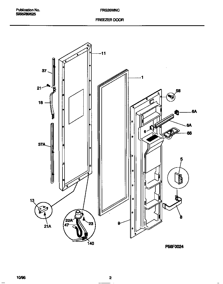 Frigidaire model FRS26WNCW4 side-by-side refrigerator genuine parts