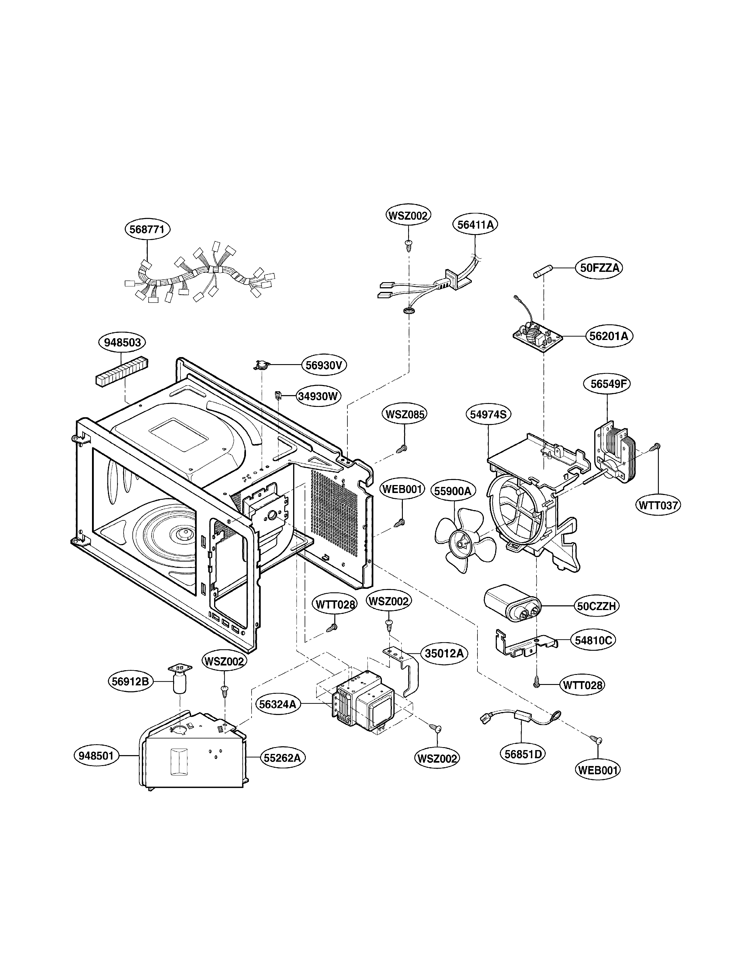 Lg Model Lrm1260sw Countertop Microwave Genuine Parts Interior Part