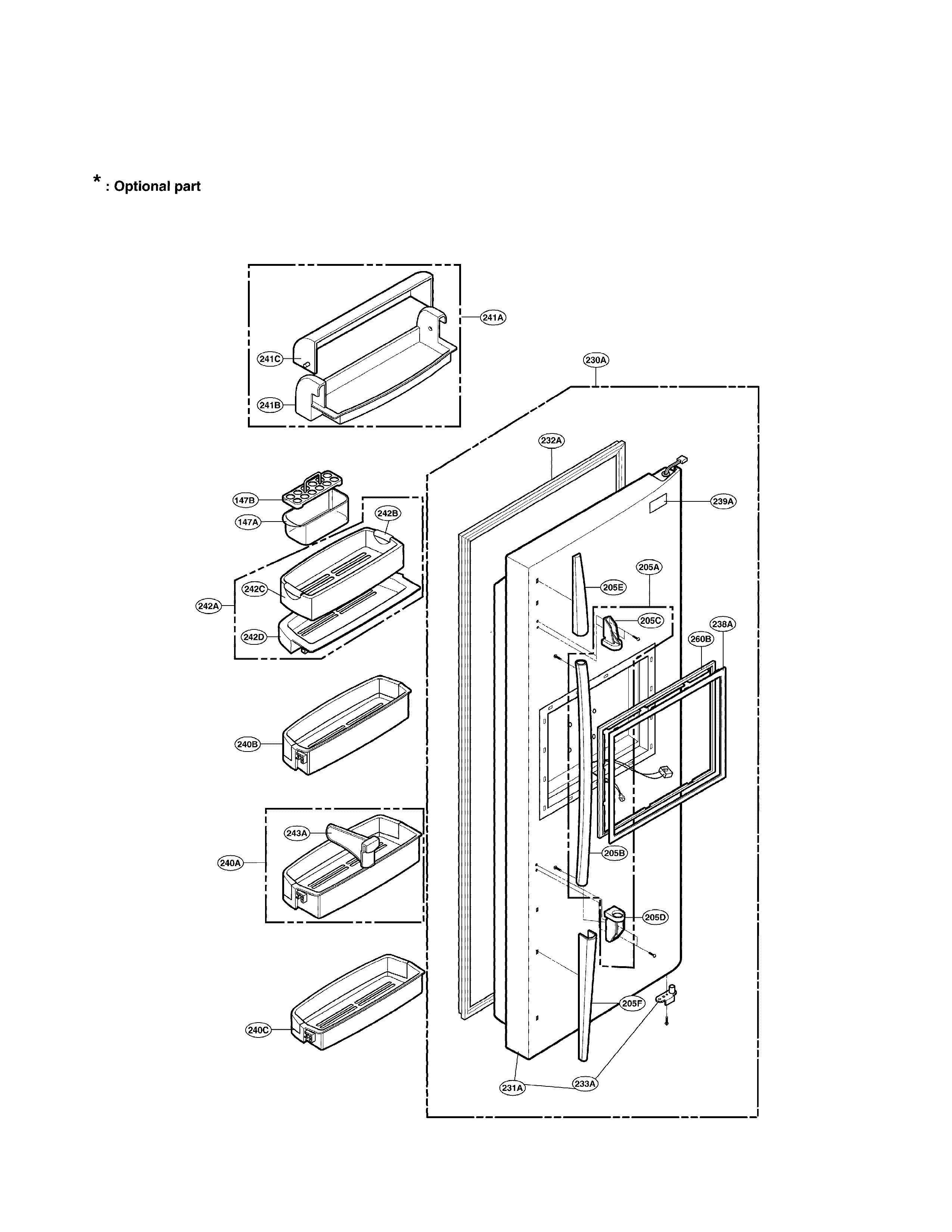 Lg model LRSC26980SB side-by-side refrigerator genuine parts