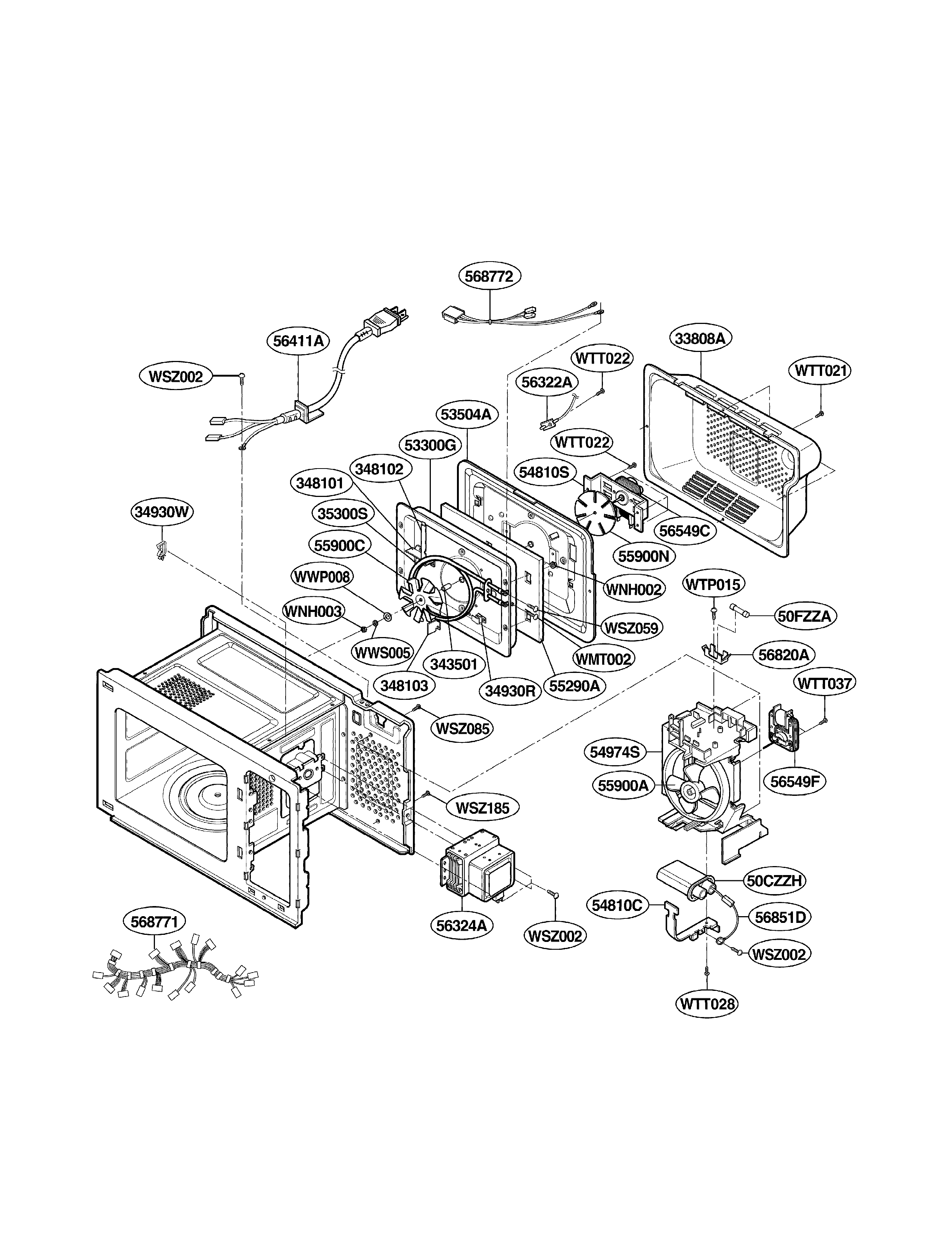 Lg model LMH1517CVST countertop microwave genuine parts