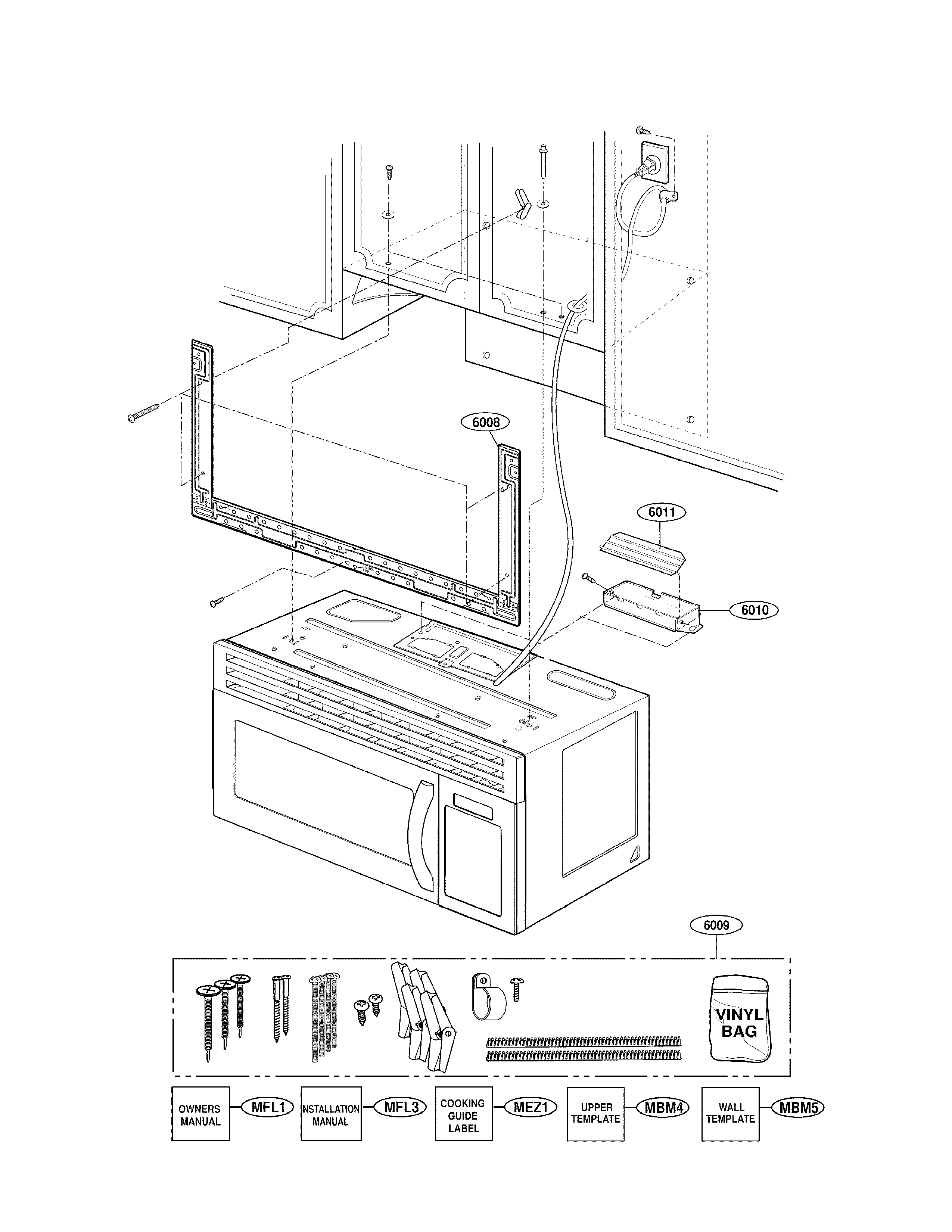 Goldstar model MV1608BB microwave/hood combo genuine parts