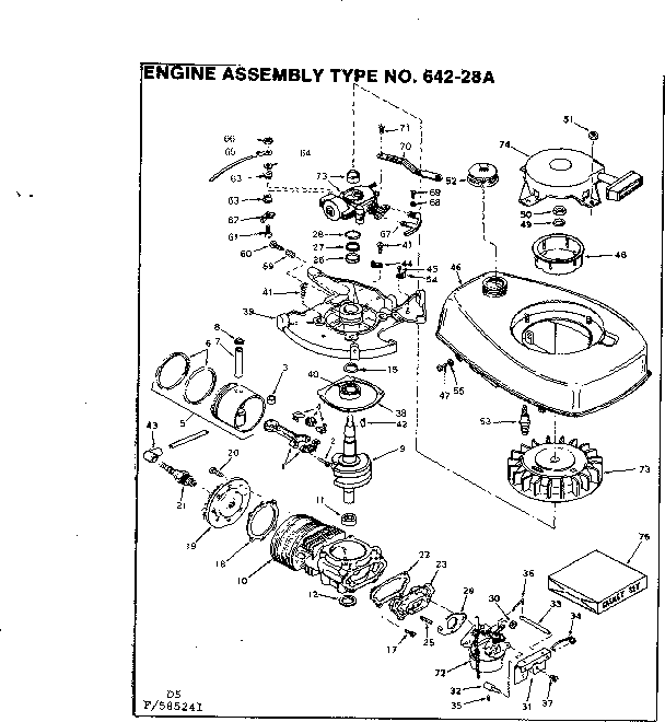 Craftsman 217585241 engine assembly diagram