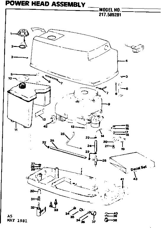 Craftsman 217585281 power head assembly diagram