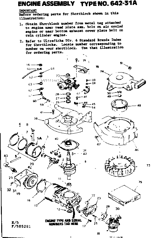 Craftsman 217585281 engine assembly diagram