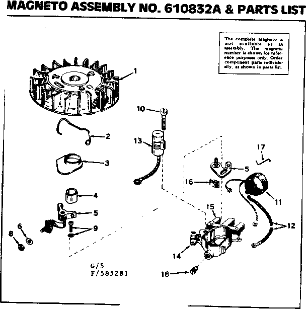 Craftsman 217585281 magneto assembly diagram
