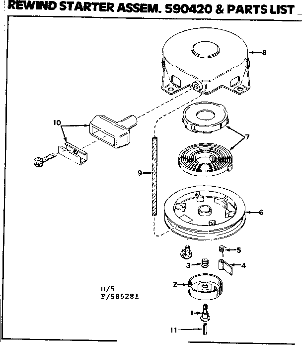 Craftsman 217585281 rewind starter assem. diagram