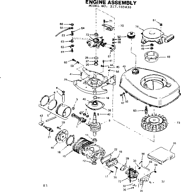 Craftsman 217585430 engine assembly diagram